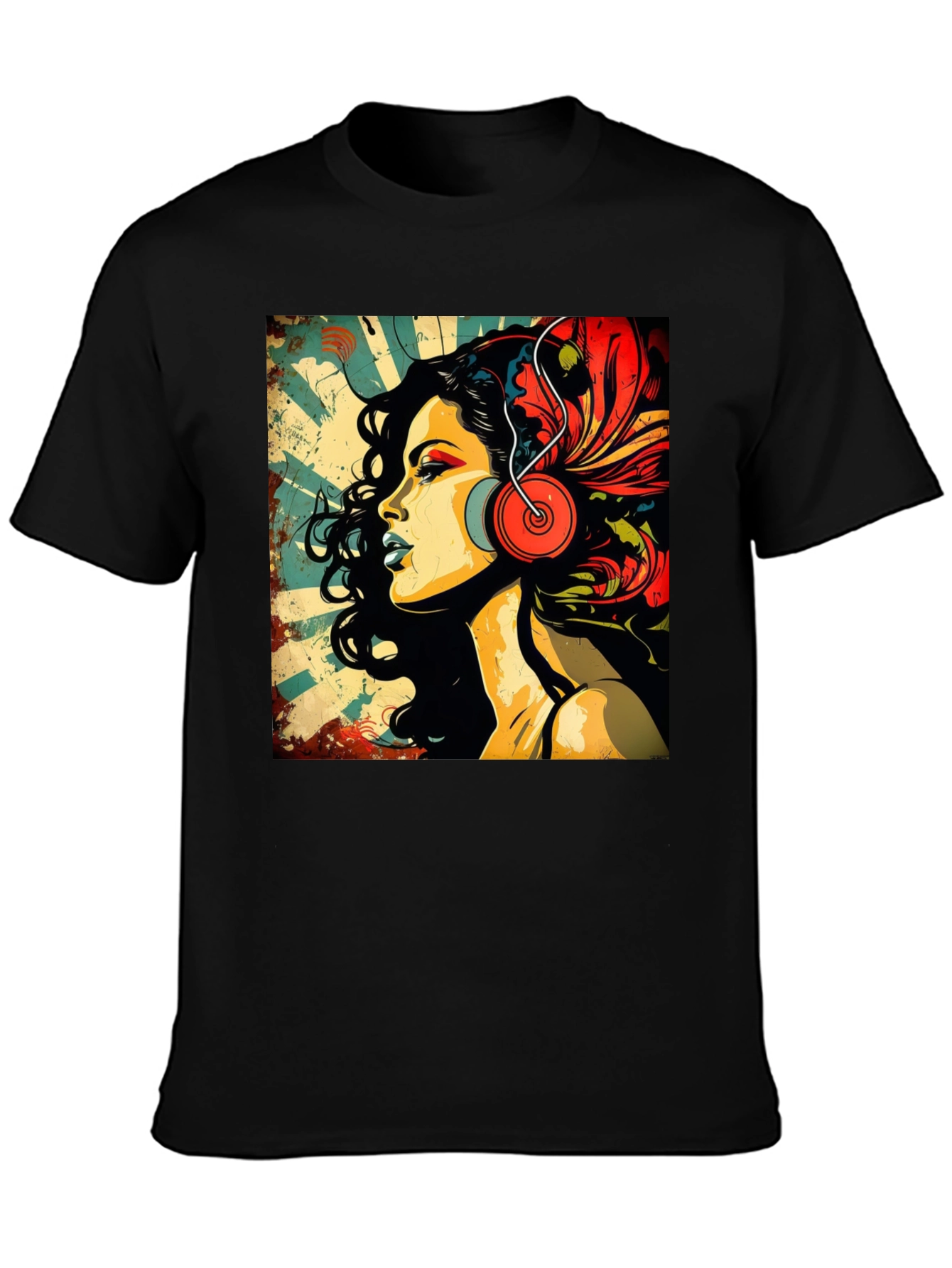 Retro Woman with Headphones Graphic Tee