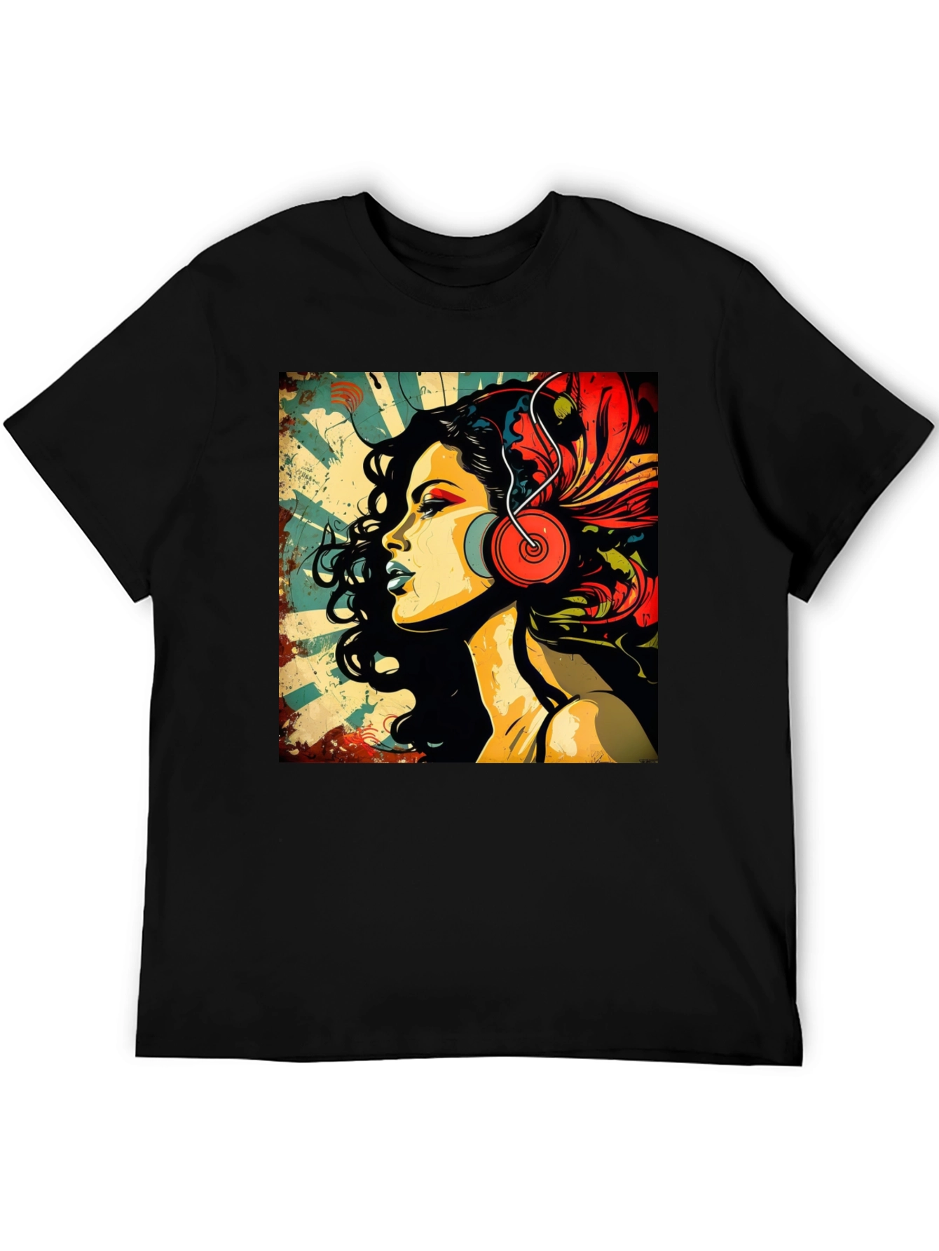 Retro Woman with Headphones Graphic Tee