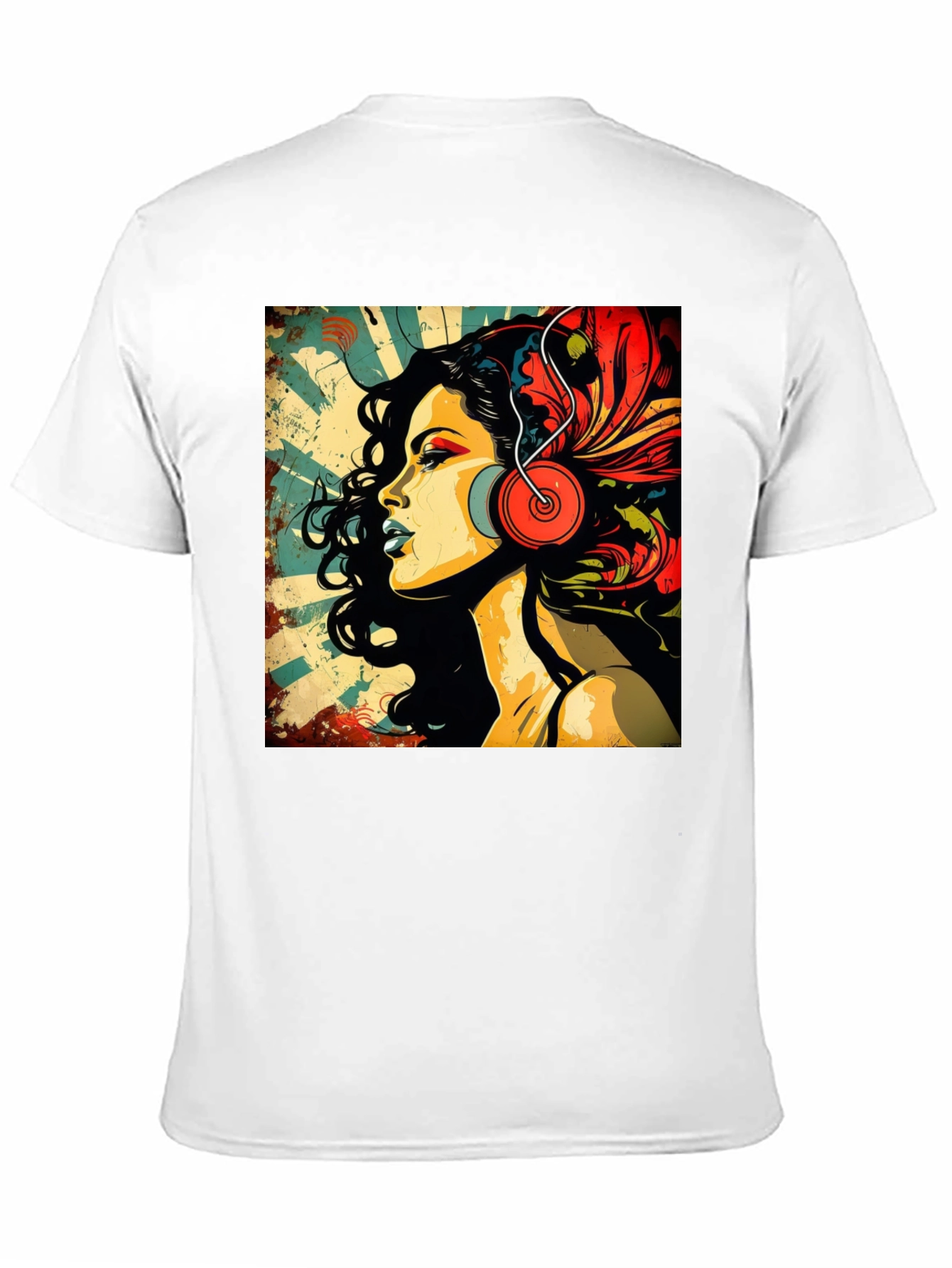 Retro Woman with Headphones Graphic Tee
