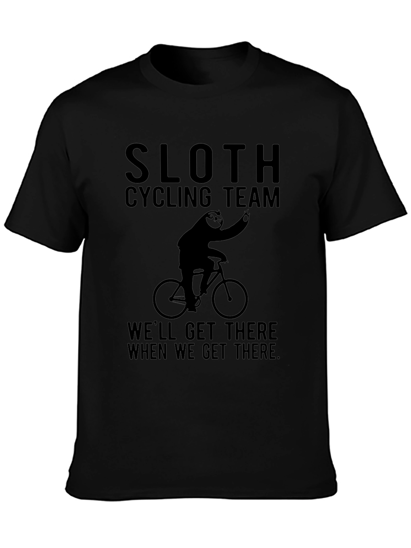 Sloth Cycling Team Black T-Shirt - Funny & Relaxed