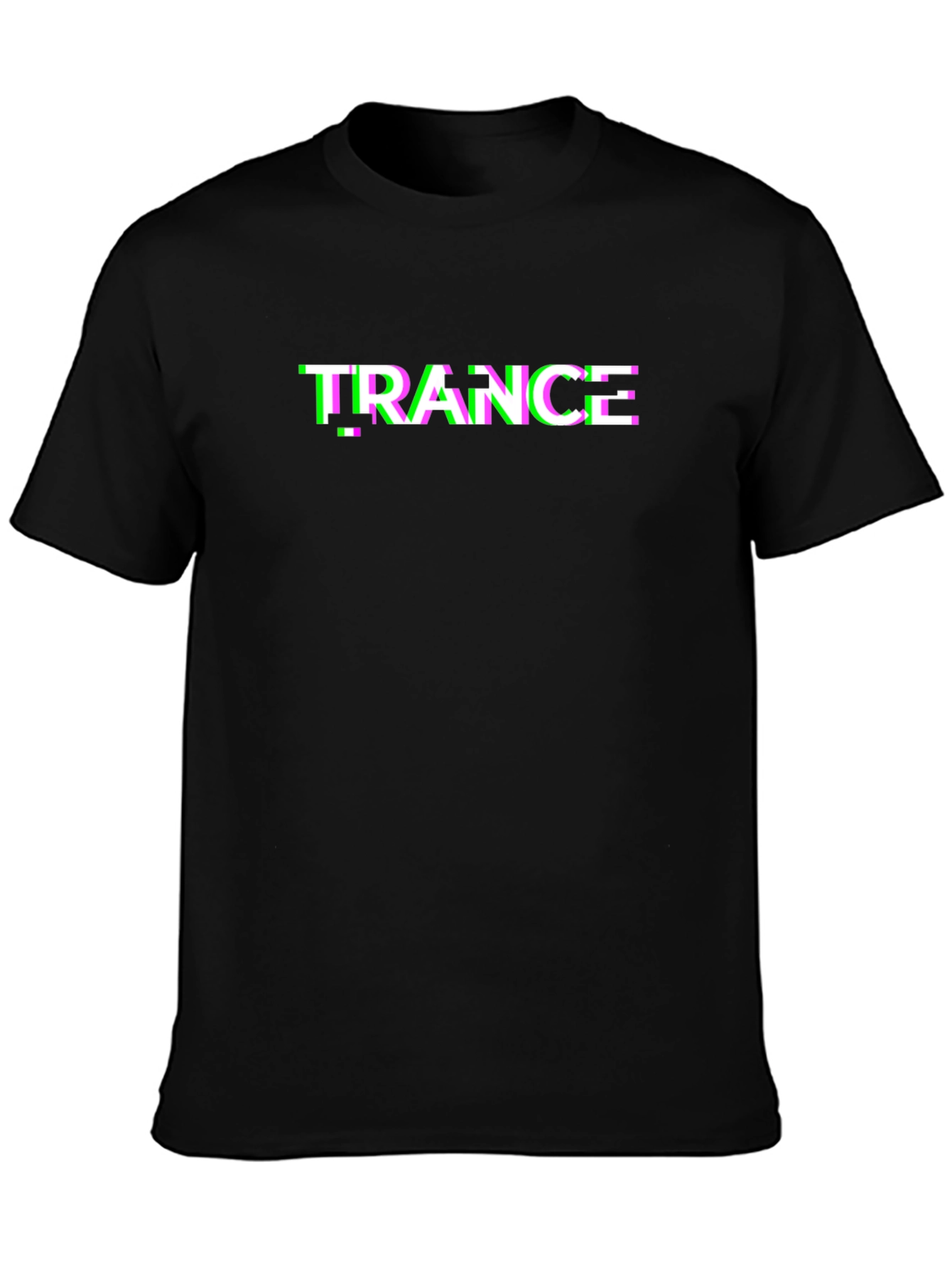 Trance Glitch Graphic Tee - Black Cotton T-Shirt
