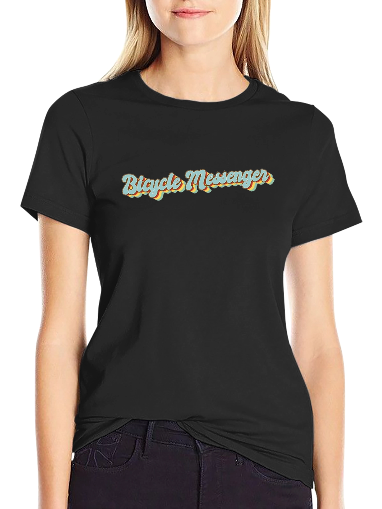 Bicycle Messenger Graphic T-Shirt - Retro Style