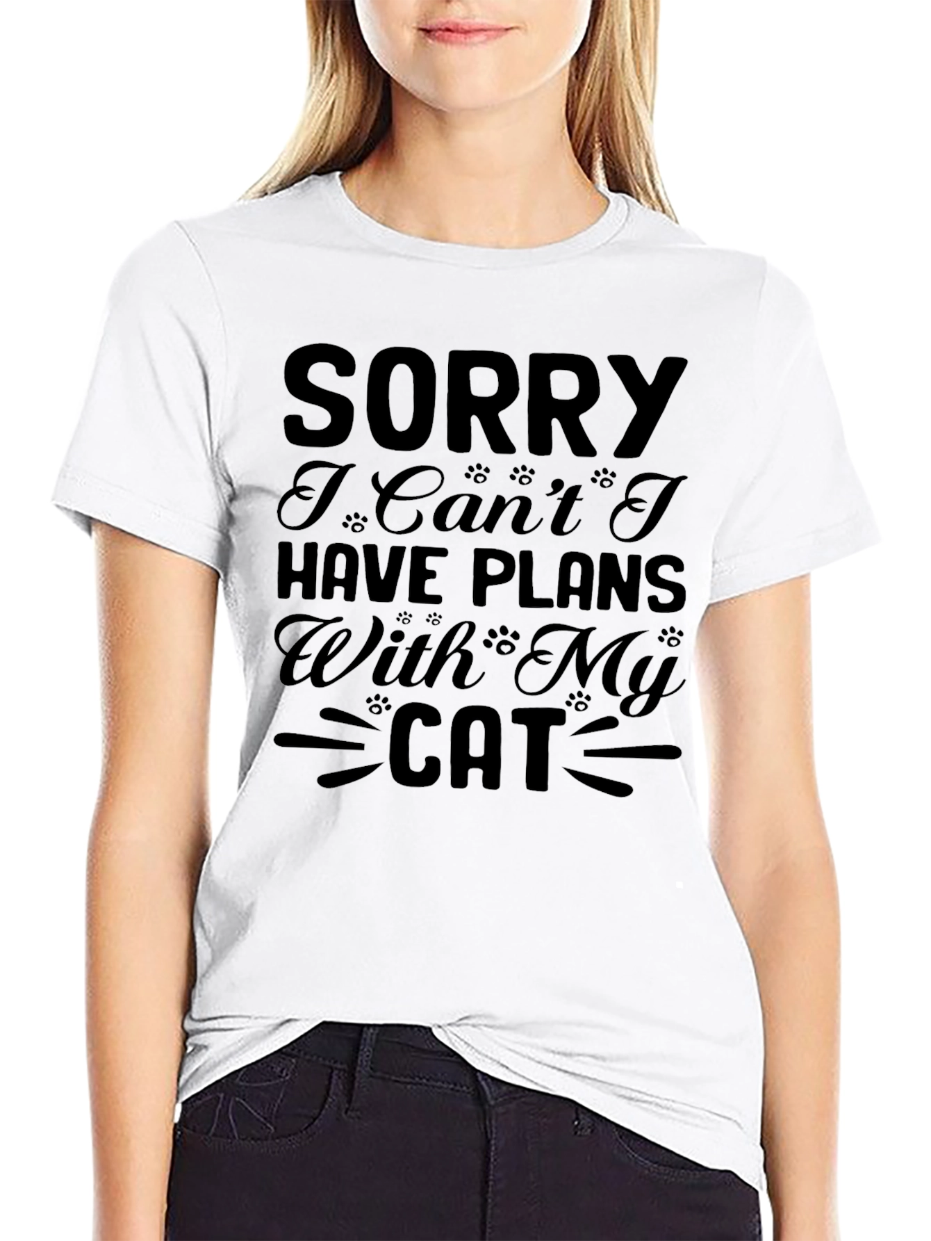 Sorry Plans with Cat Graphic Tee