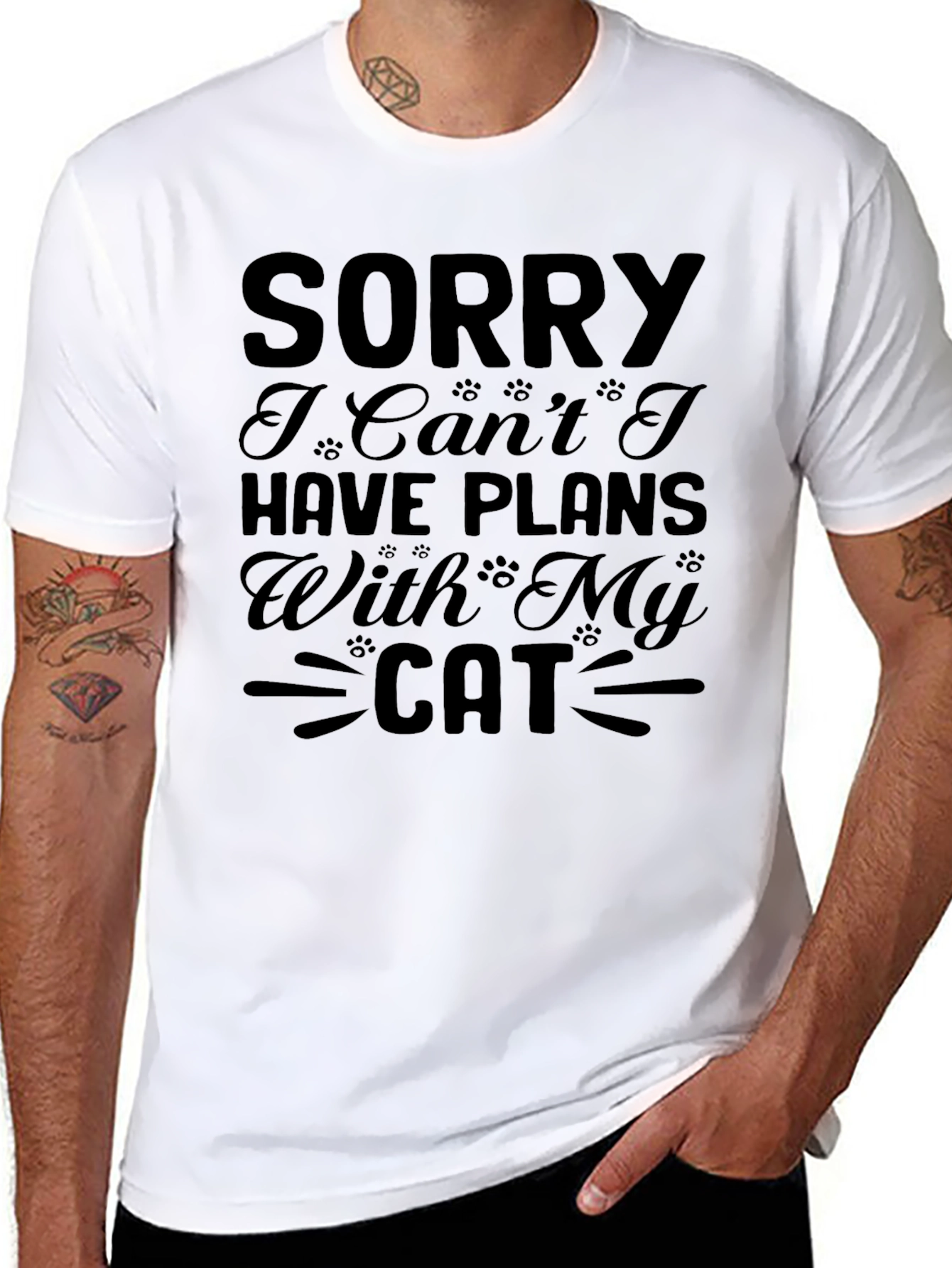Sorry Plans with Cat Graphic Tee