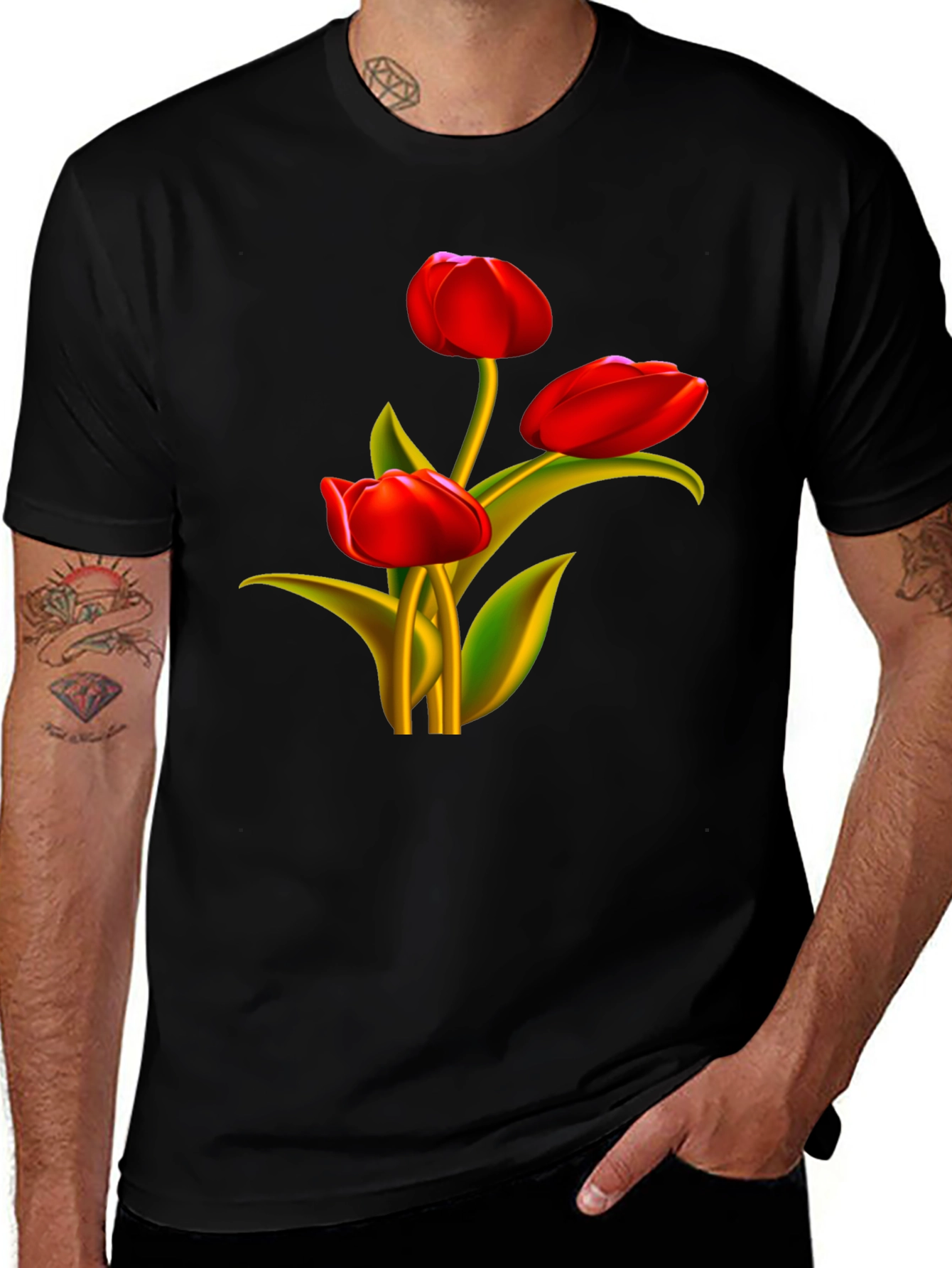 Tulip Graphic Black T-Shirt