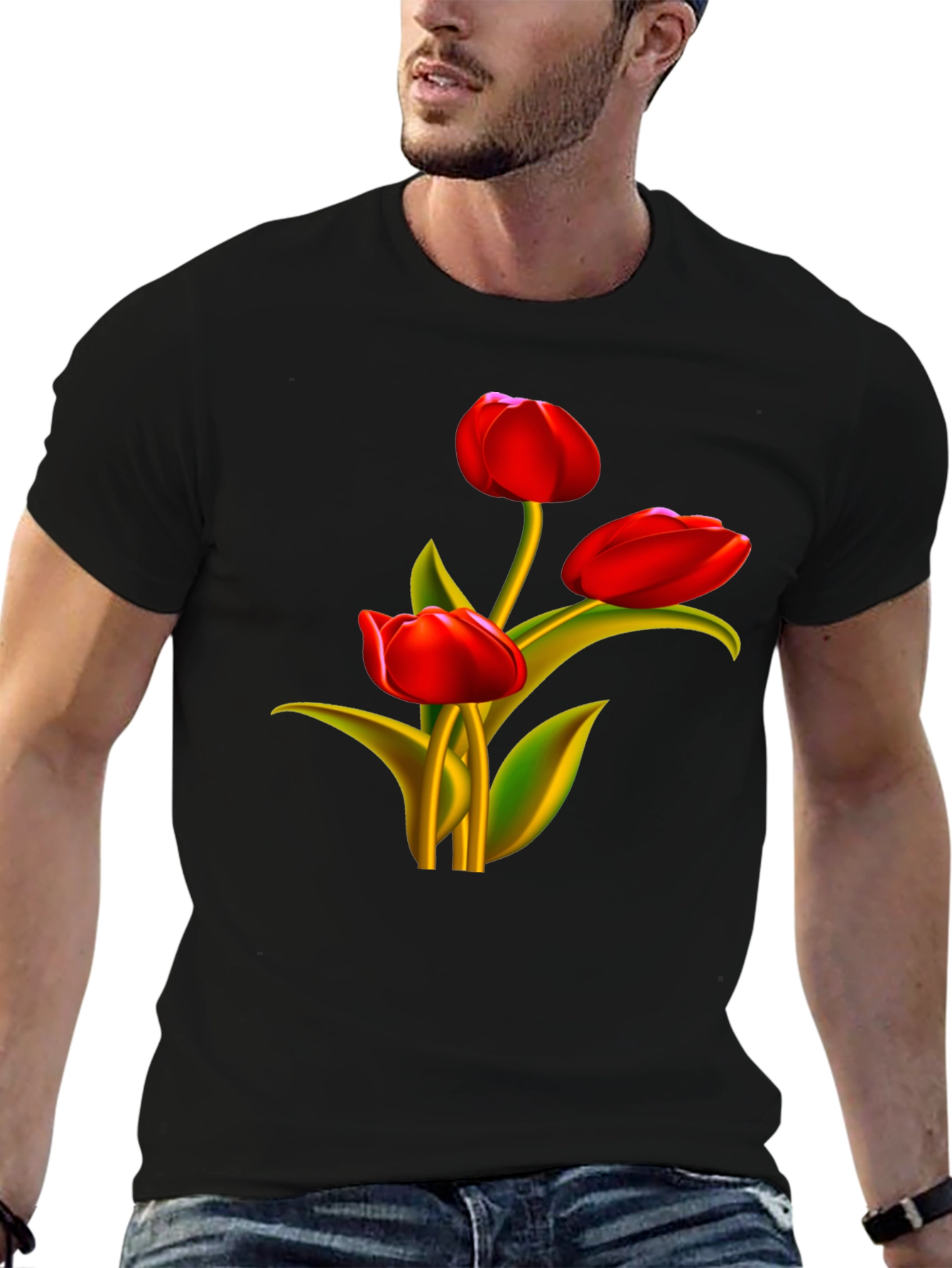 Tulip Graphic Black T-Shirt