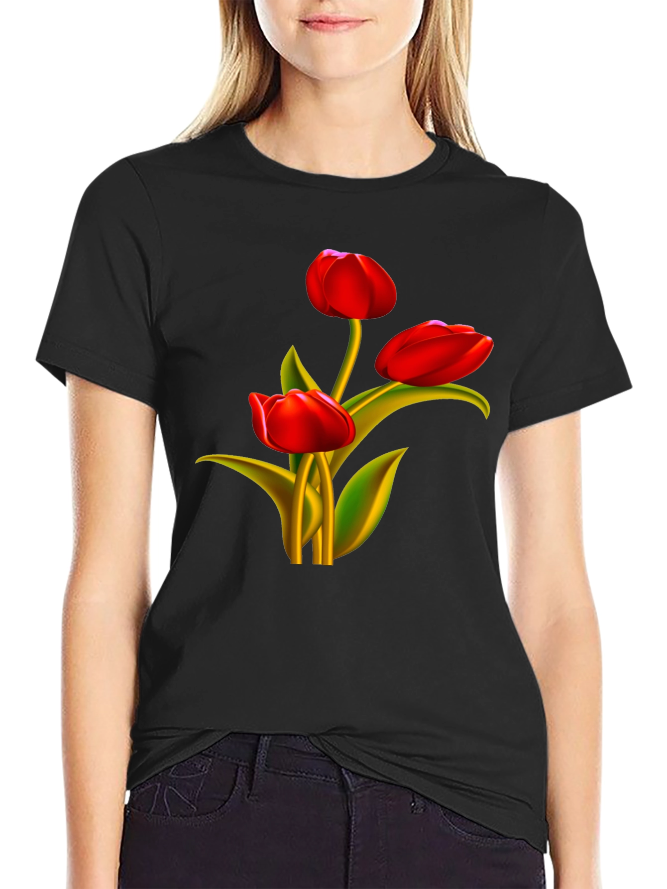 Tulip Graphic Black T-Shirt