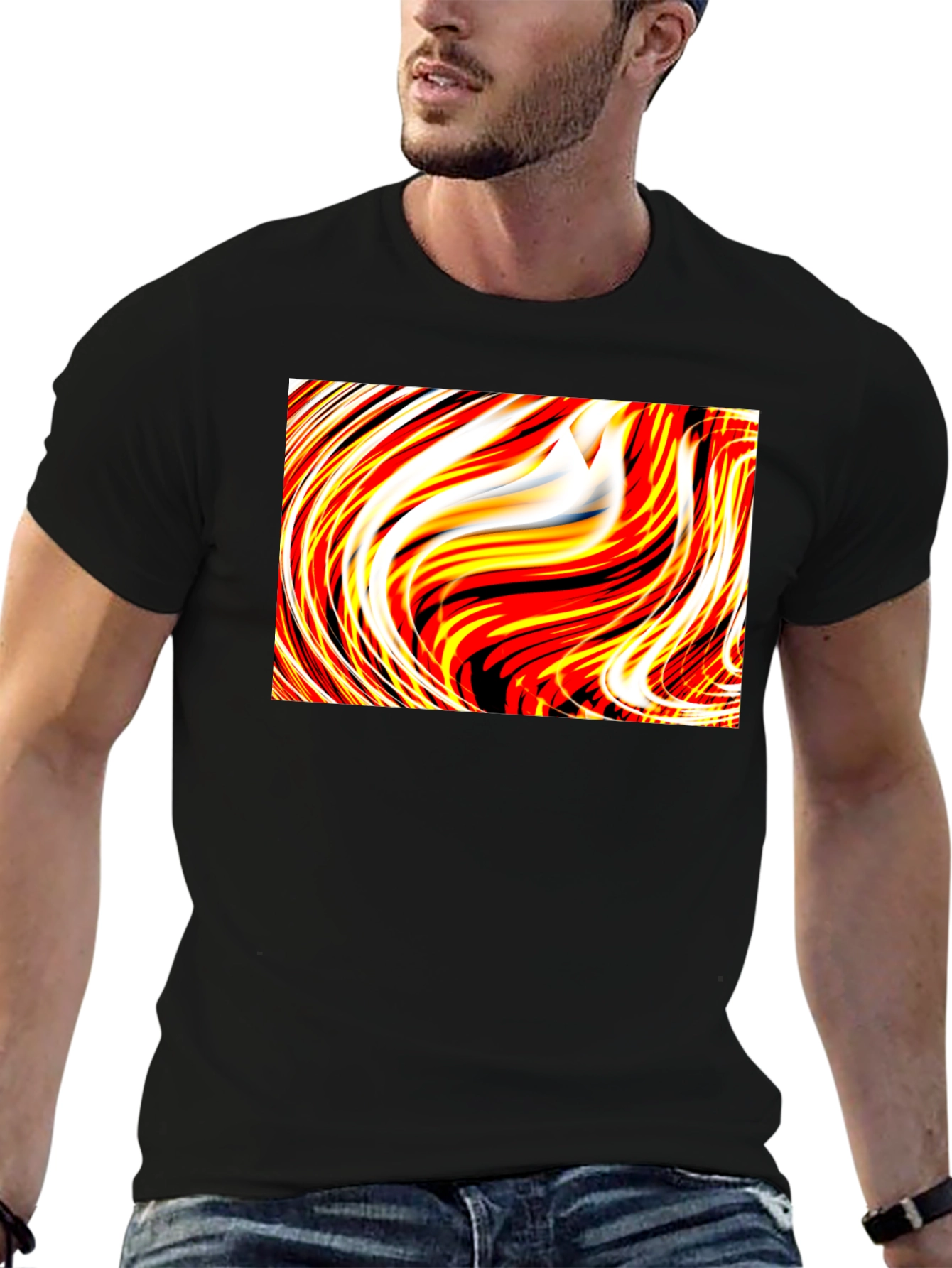 Abstract Swirl Graphic Tee - Unique Black T-Shirt