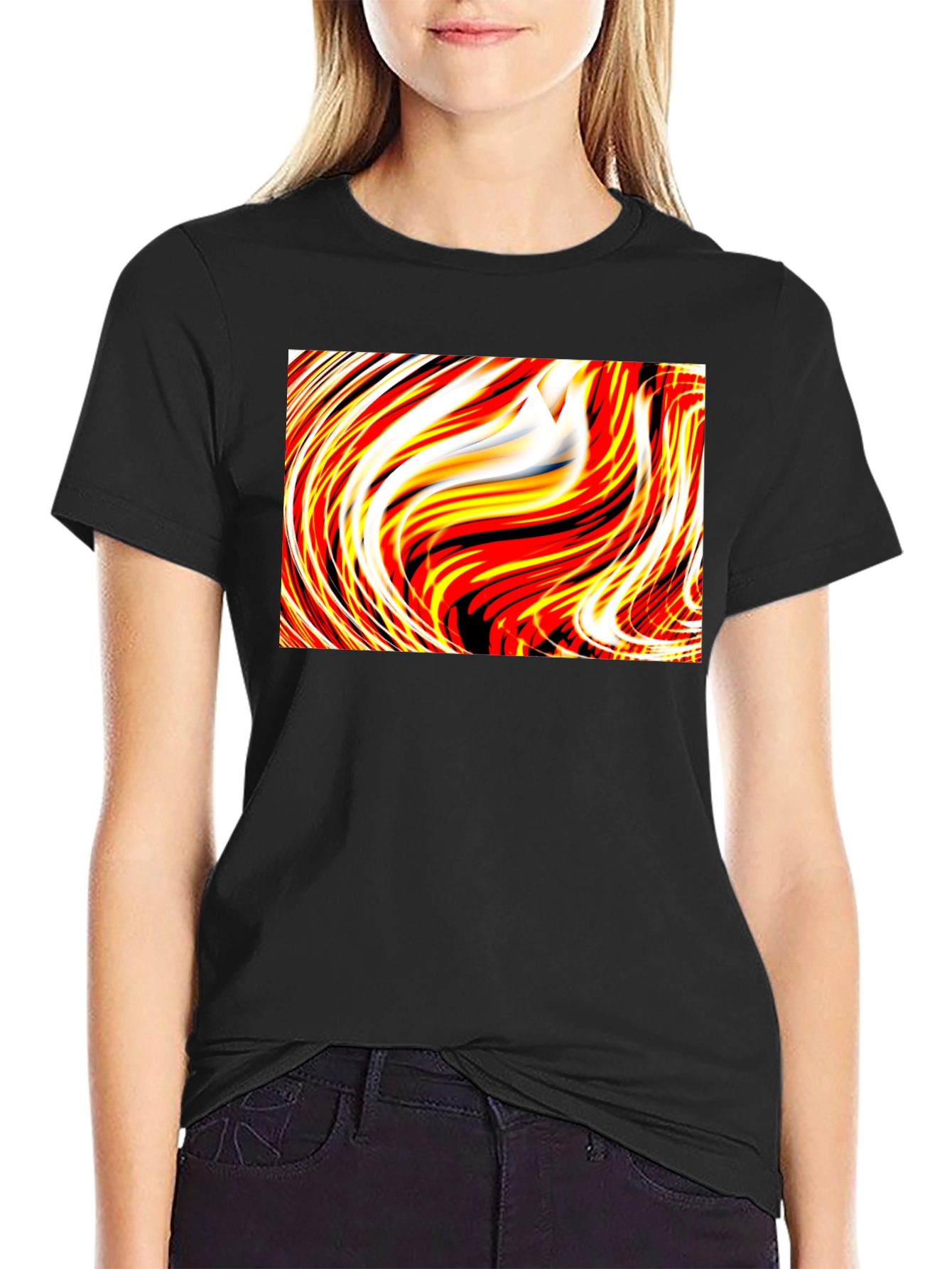 Abstract Swirl Graphic Tee - Unique Black T-Shirt