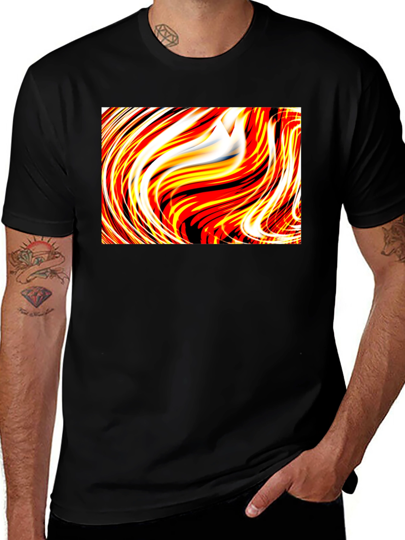 Abstract Swirl Graphic Tee - Unique Black T-Shirt
