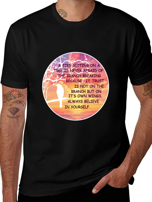 Inspirational Bird & Tree Graphic T-Shirt - Believe in Yourself!