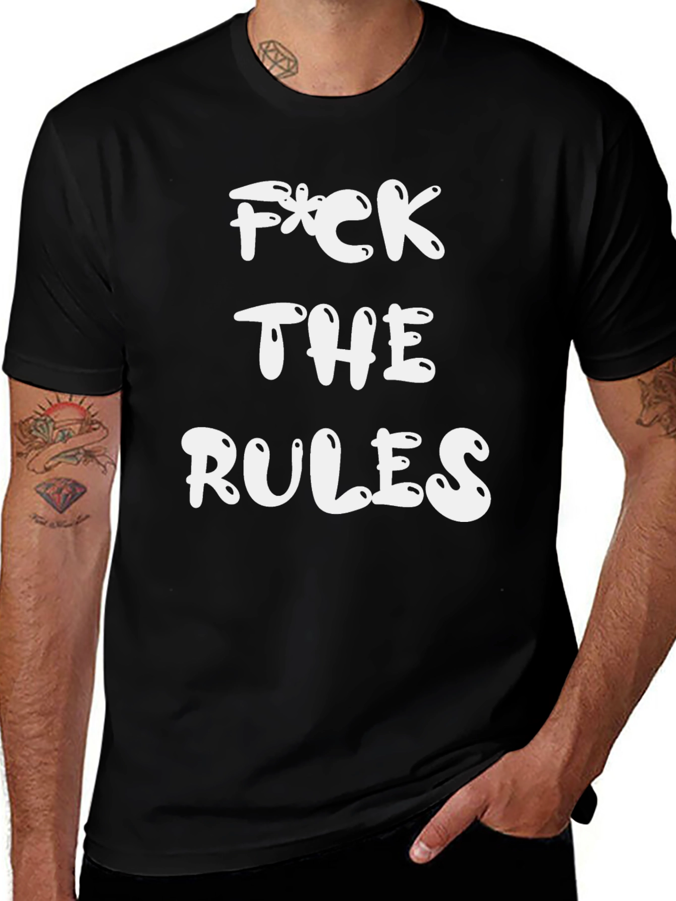 F*ck The Rules Graphic Tee - Black Crewneck T-Shirt