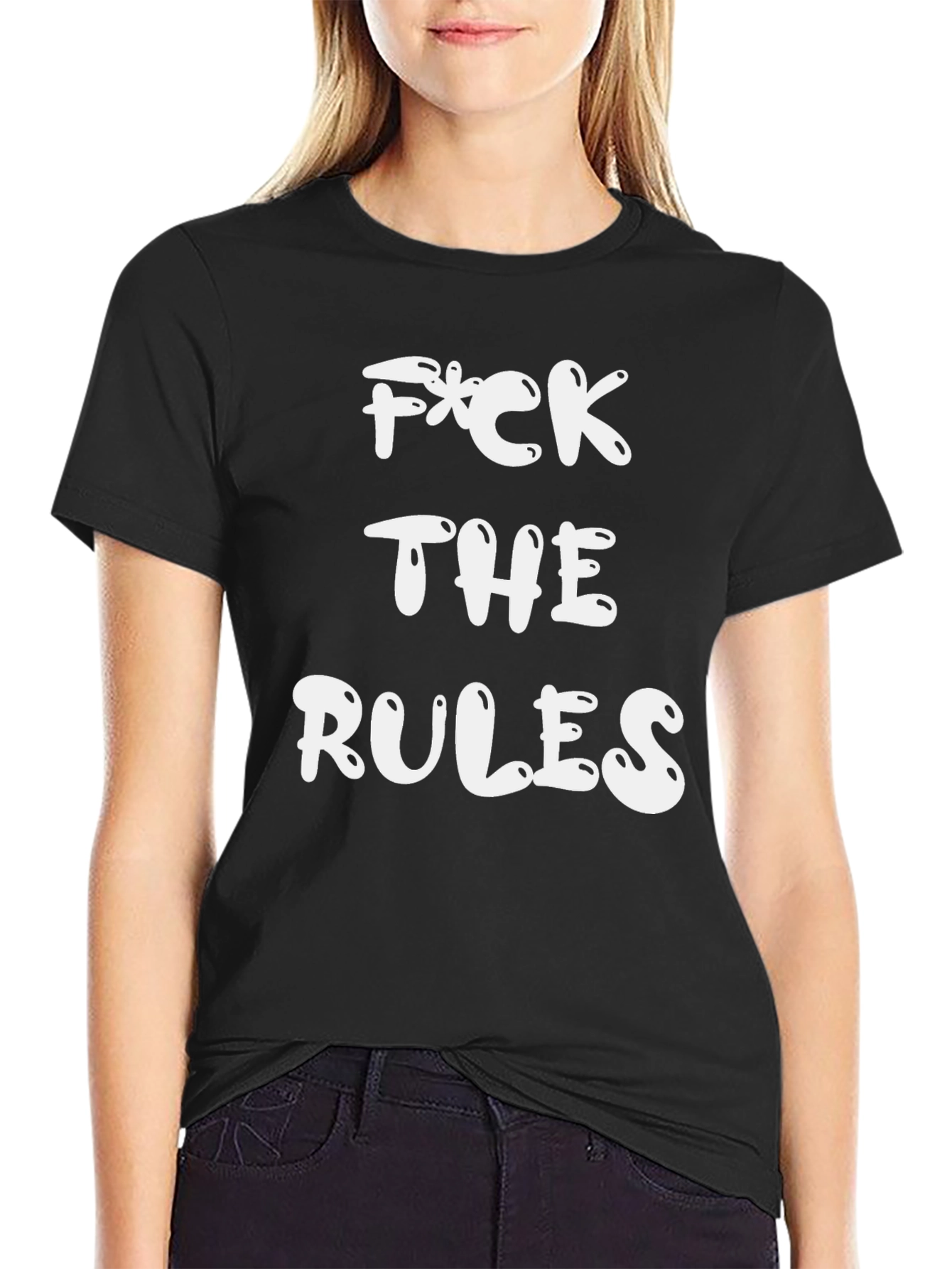 F*ck The Rules Graphic Tee - Black Crewneck T-Shirt
