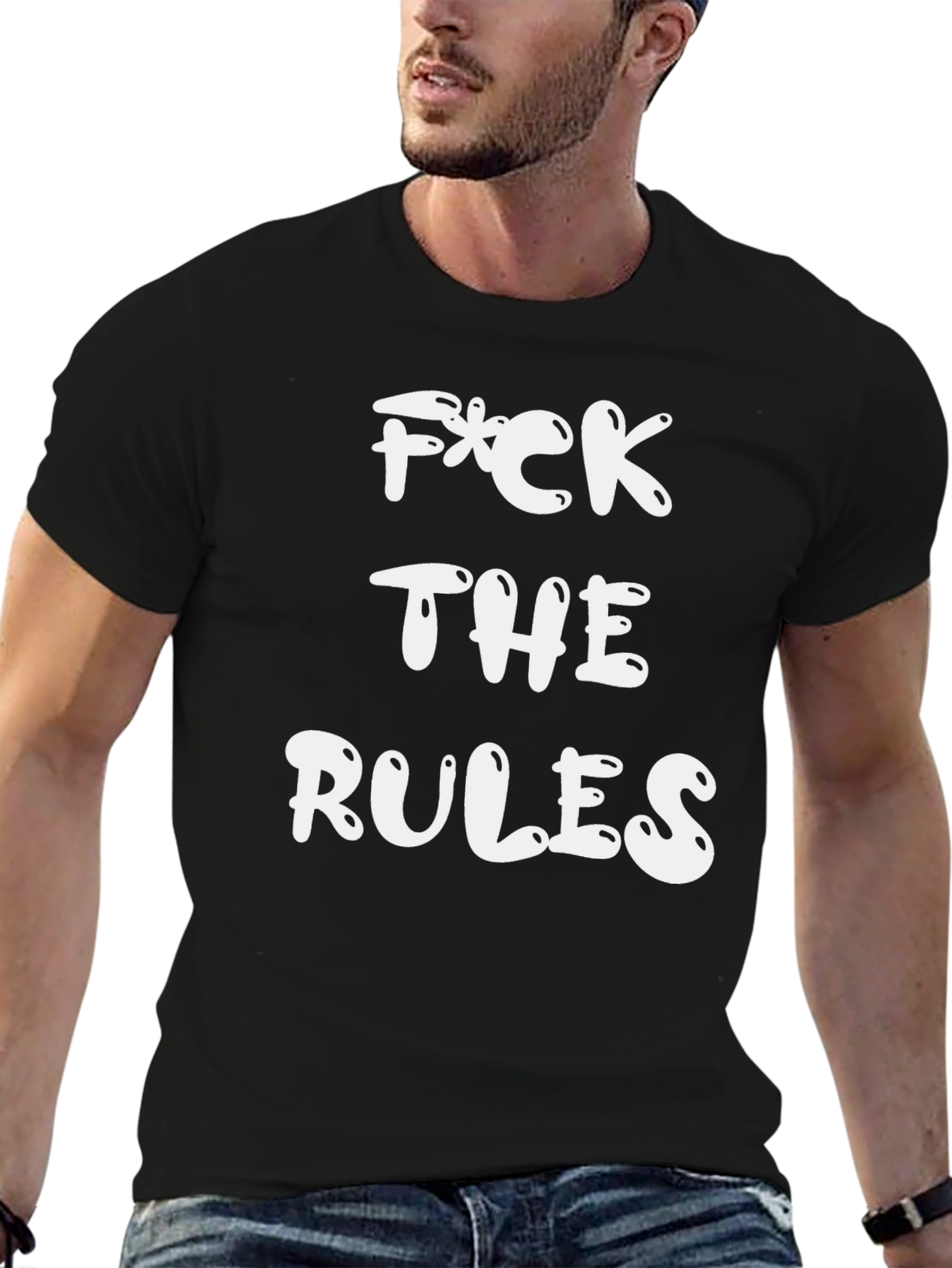 F*ck The Rules Graphic Tee - Black Crewneck T-Shirt