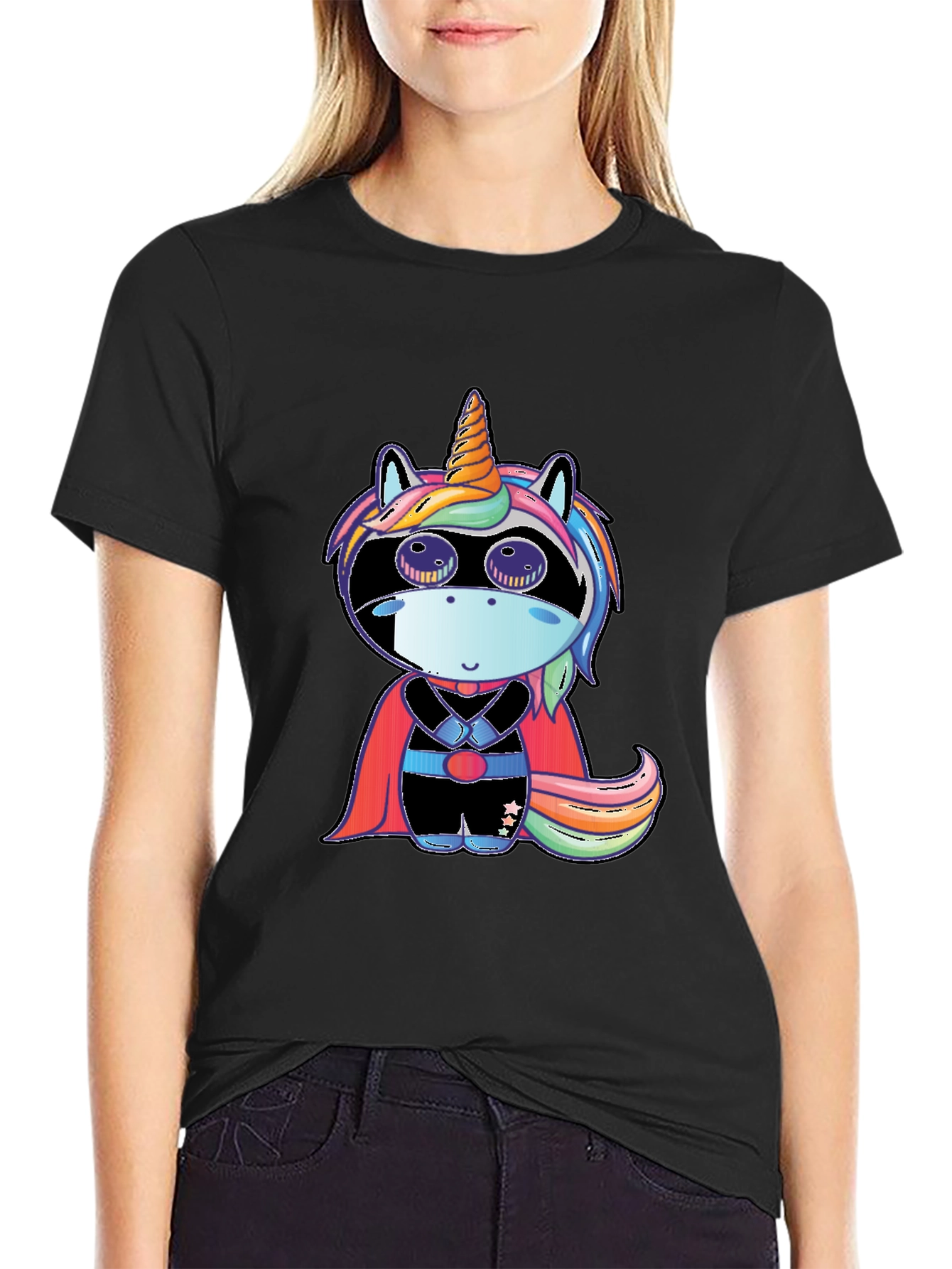 Superhero Unicorn Black T-Shirt