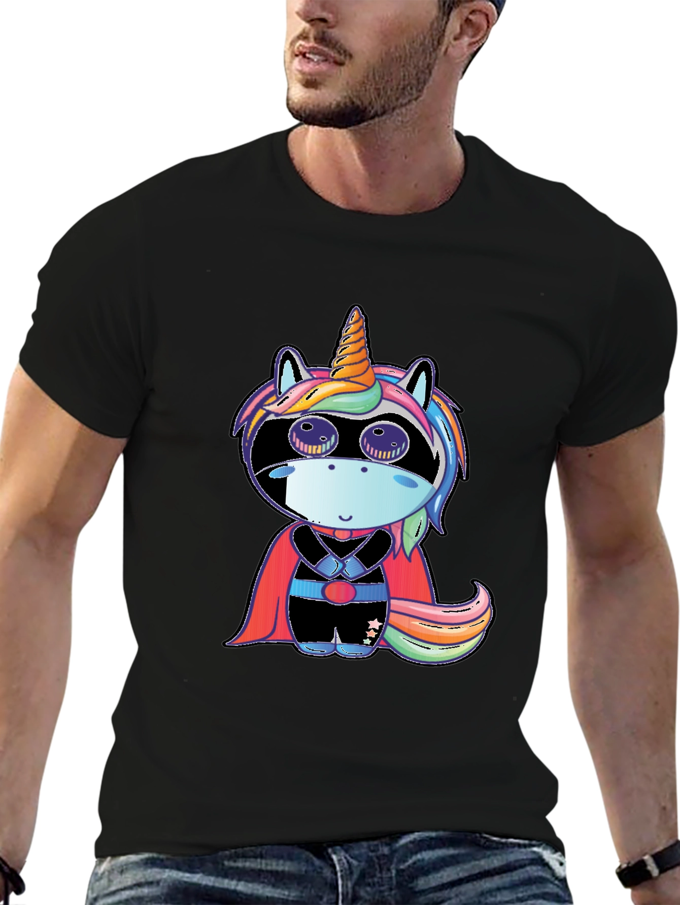 Superhero Unicorn Black T-Shirt