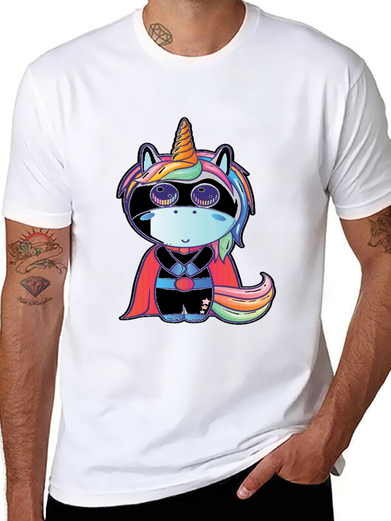 Superhero Unicorn Black T-Shirt