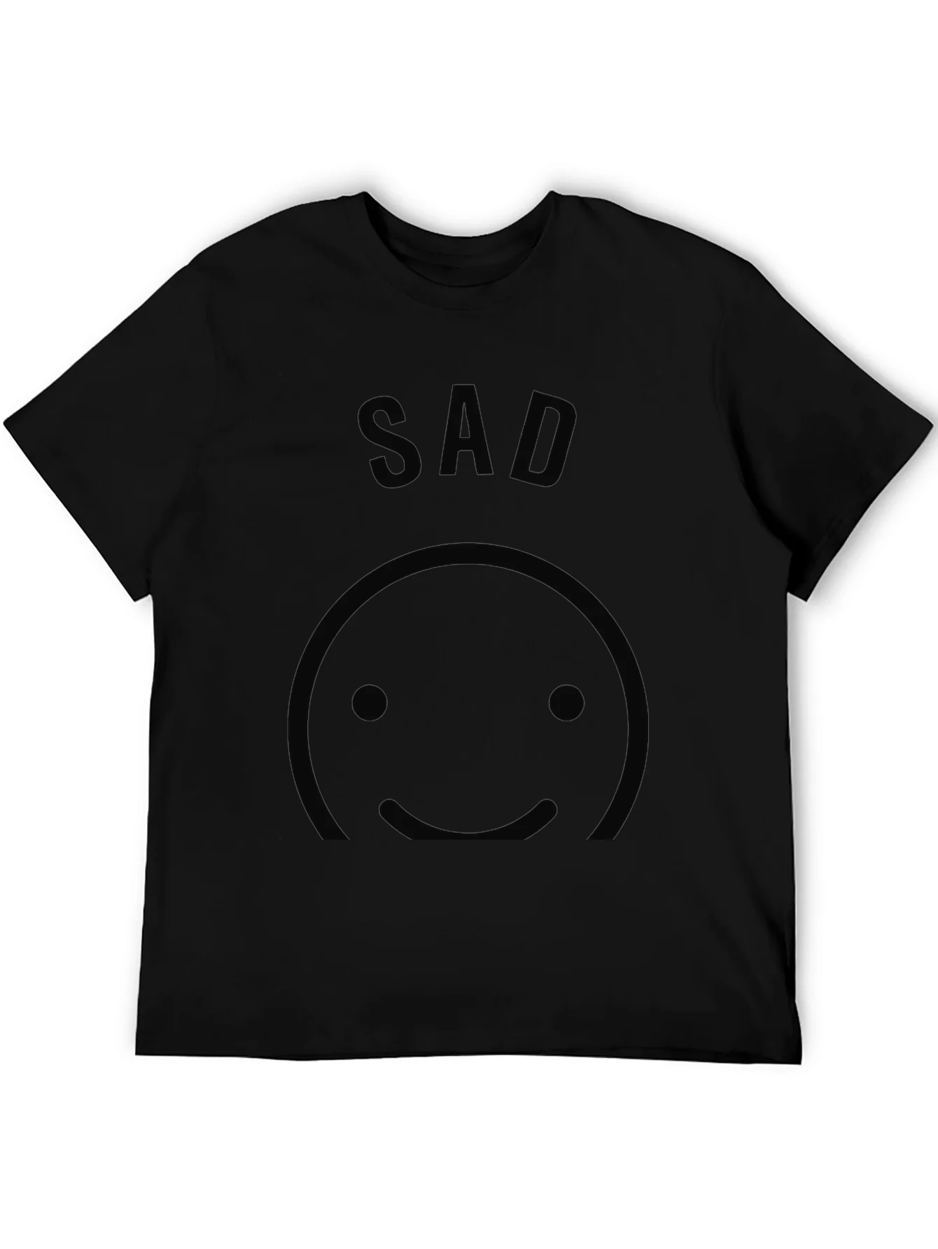 Mens Black SAD Smiley Face T-Shirt