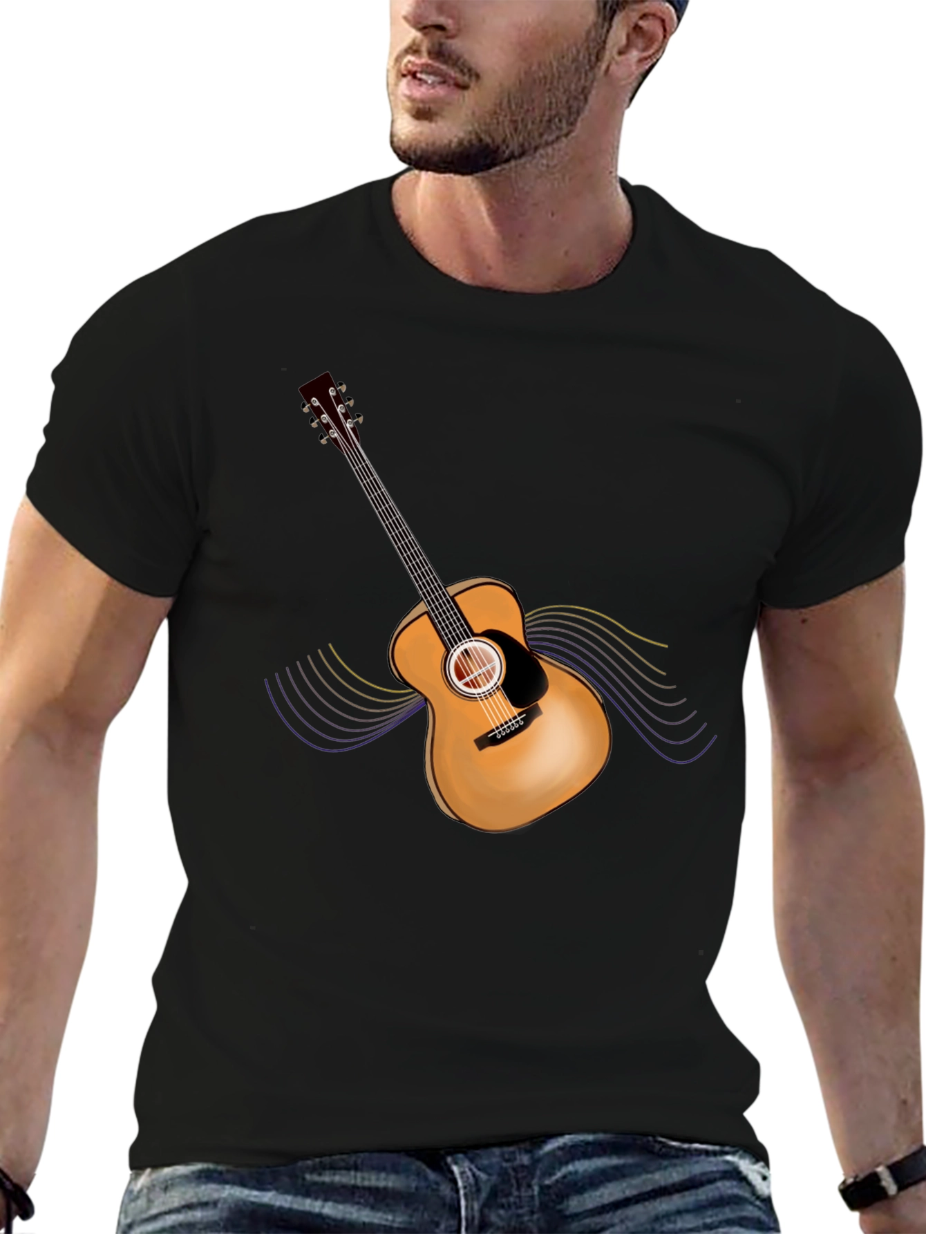 Guitar Graphic Black T-Shirt