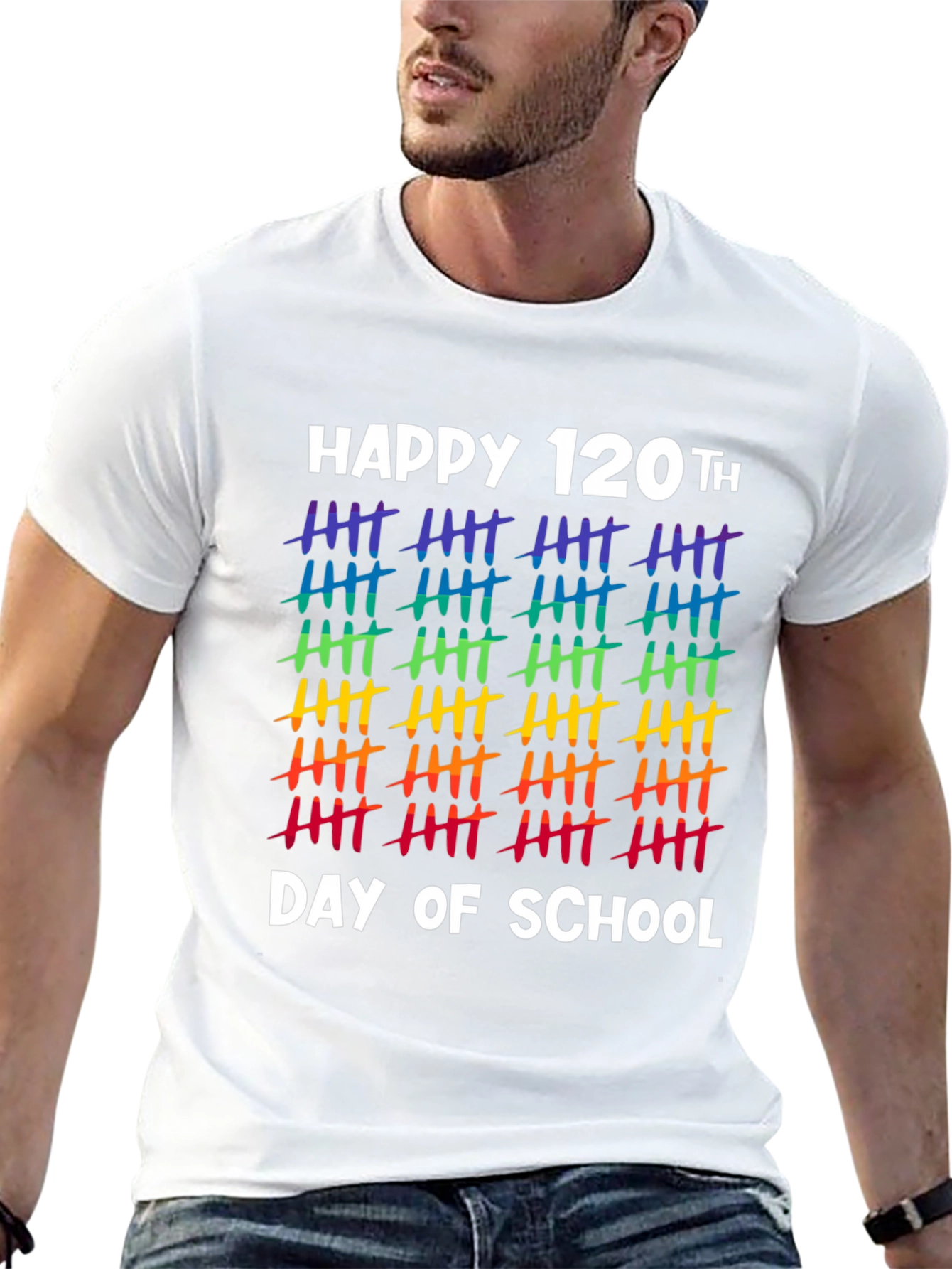 Happy 120th Day of School Rainbow Tally Marks T-Shirt