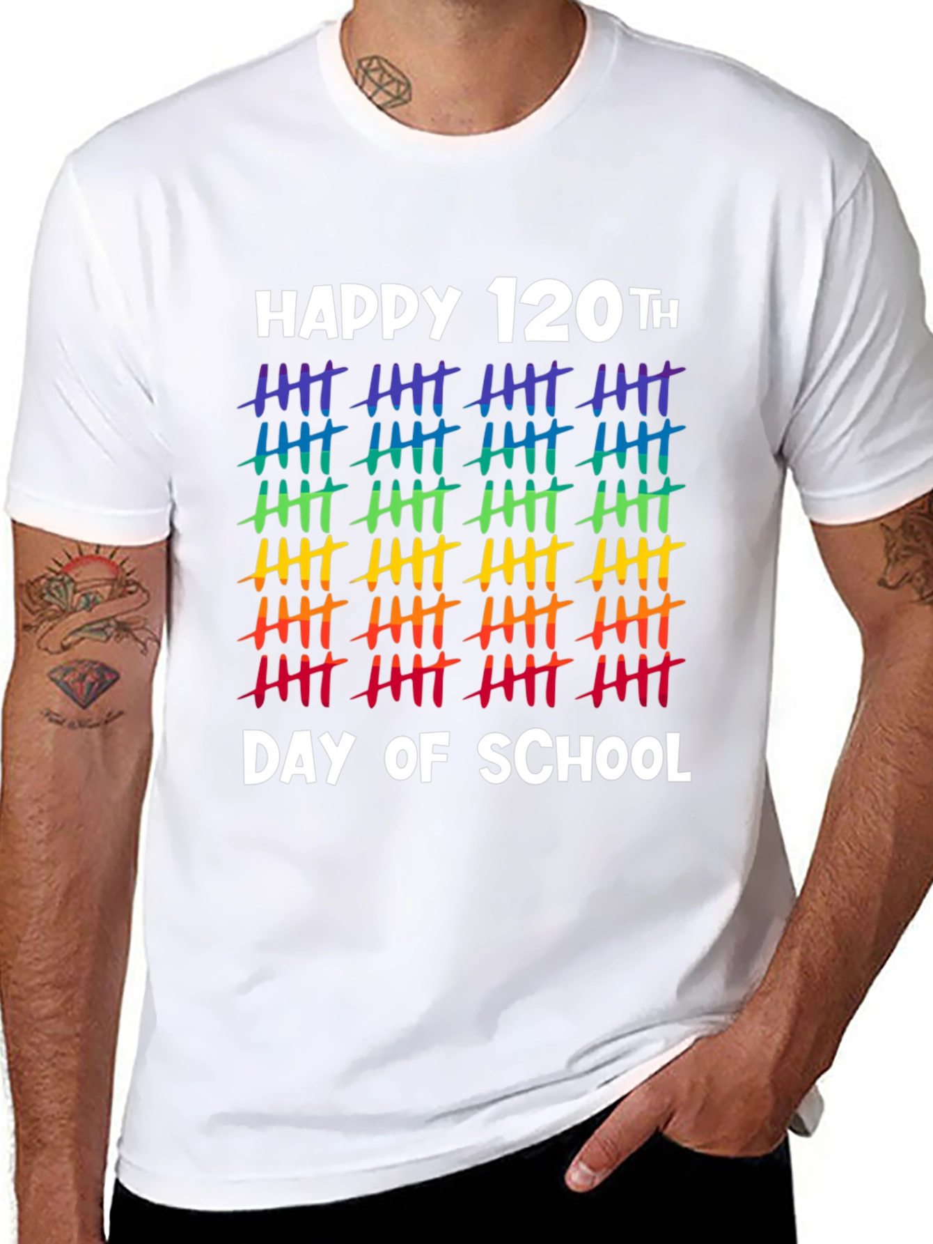 Happy 120th Day of School Rainbow Tally Marks T-Shirt