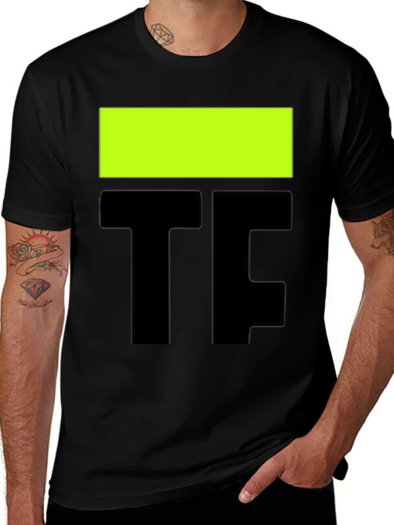 Bold Graphic Tee - Black with Neon Accent