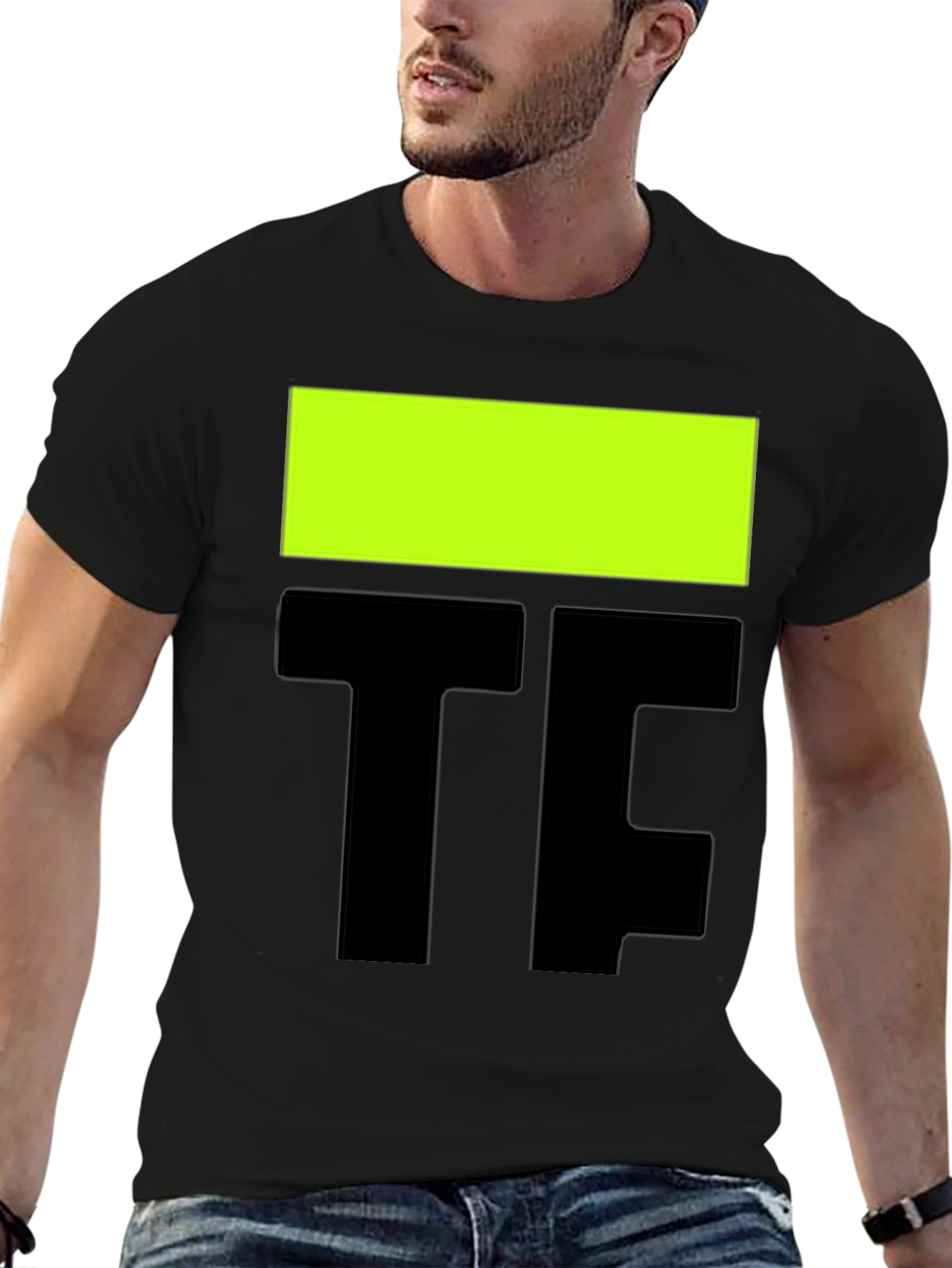 Bold Graphic Tee - Black with Neon Accent