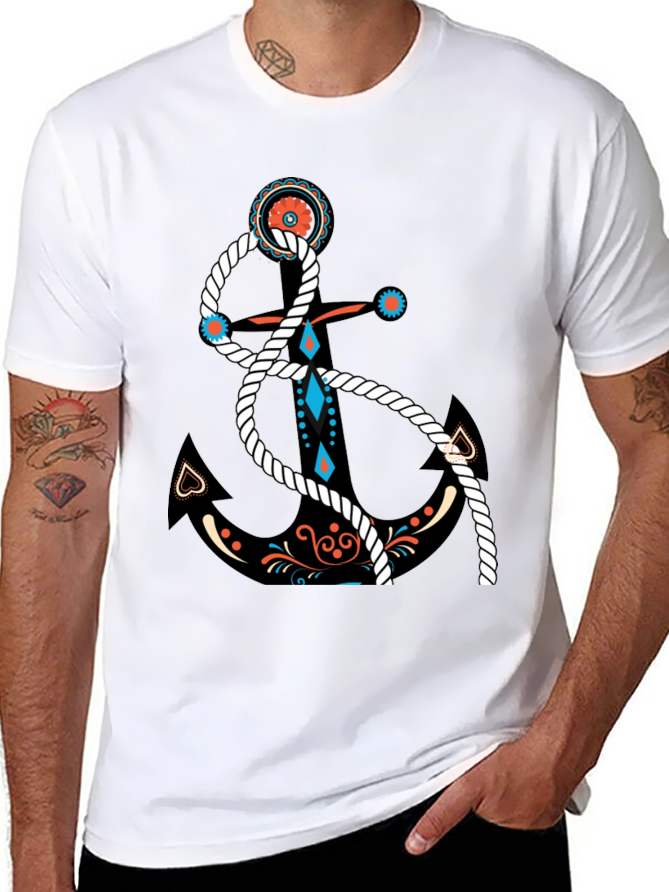 Nautical Anchor Graphic Black T-Shirt