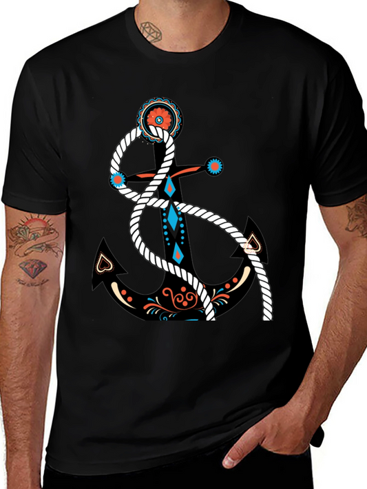 Nautical Anchor Graphic Black T-Shirt