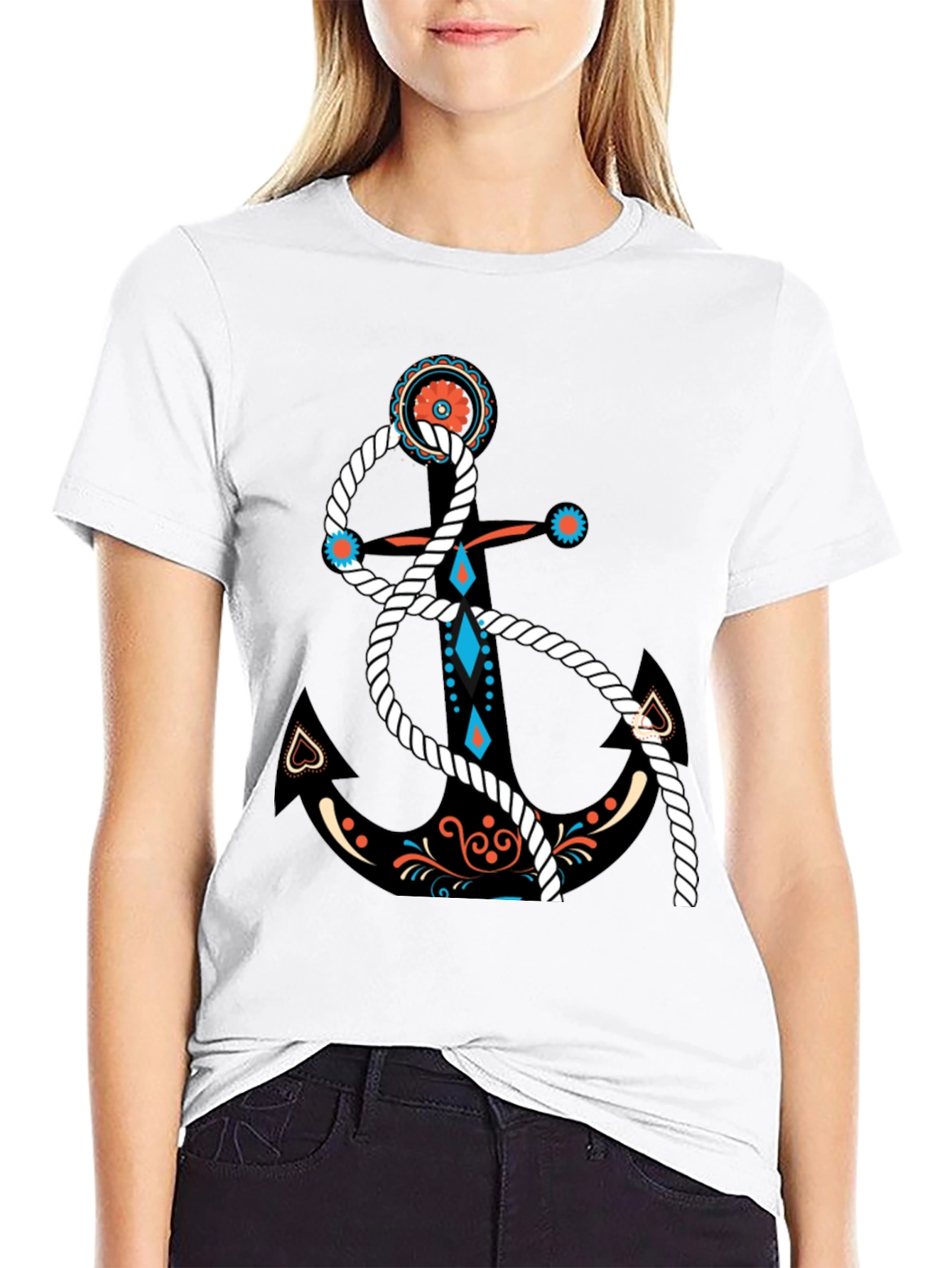Nautical Anchor Graphic Black T-Shirt