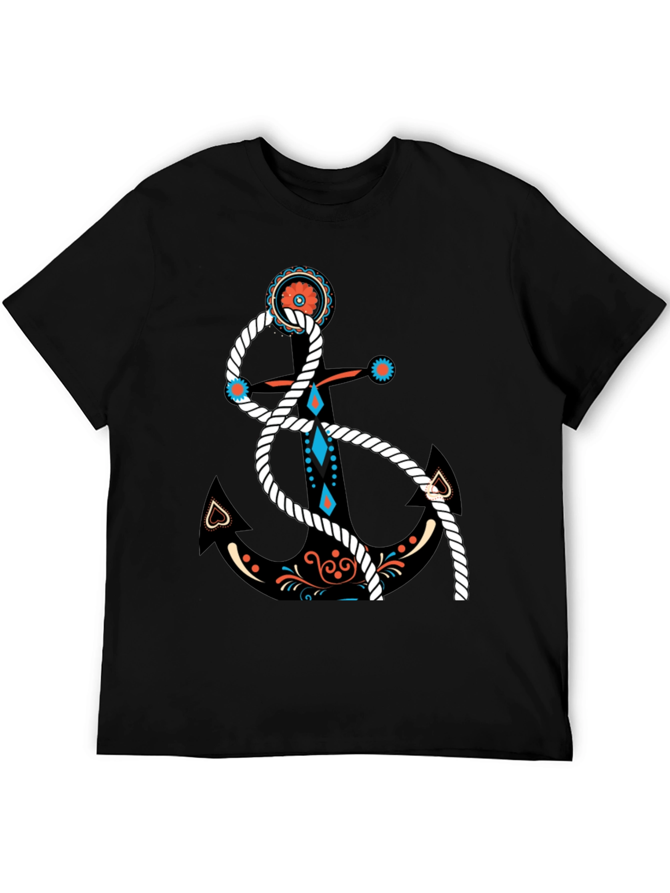 Nautical Anchor Graphic Black T-Shirt