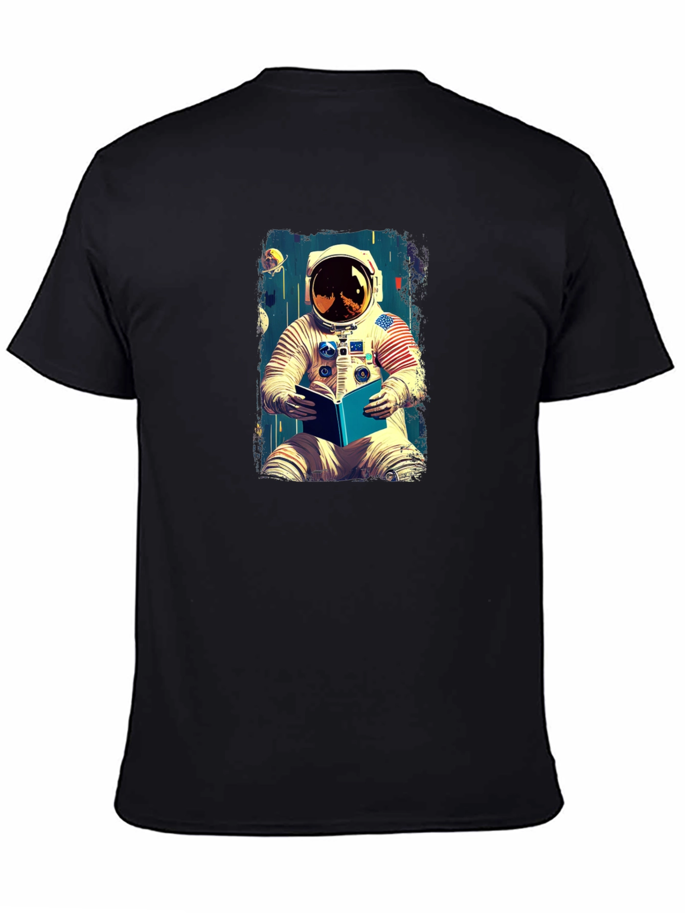 Astronaut Reading Book Graphic Tee - Cool Space T-Shirt