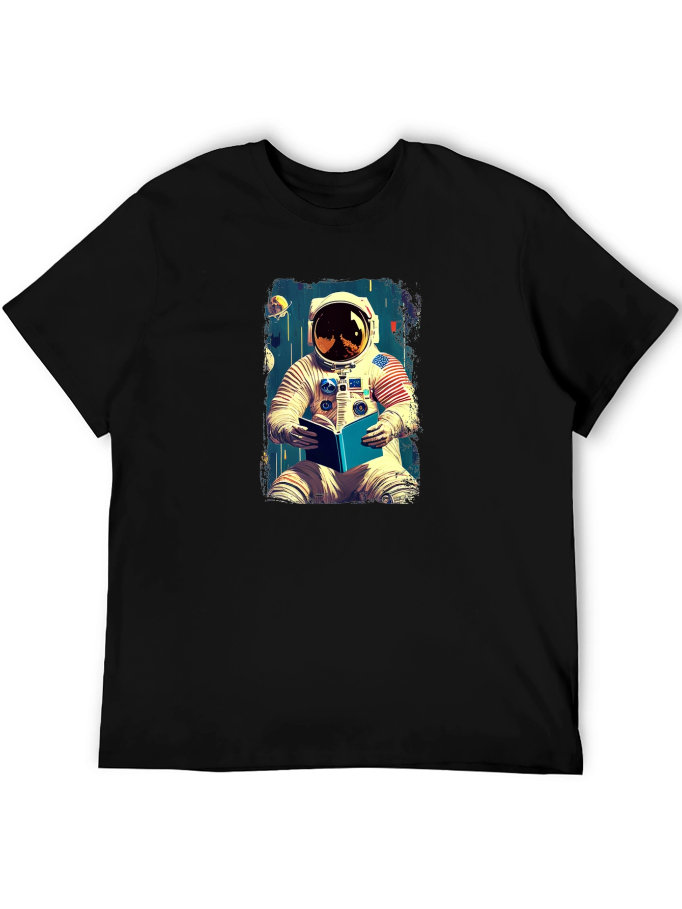 Astronaut Reading Book Graphic Tee - Cool Space T-Shirt