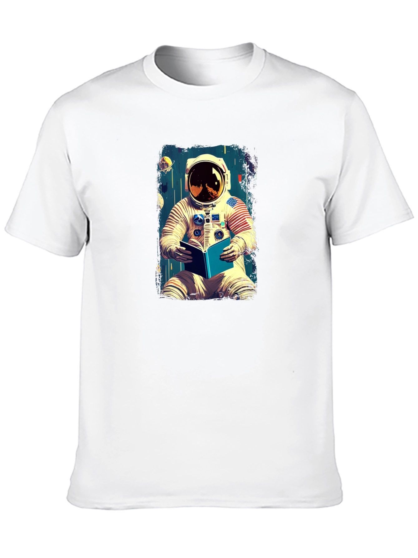 Astronaut Reading Book Graphic Tee - Cool Space T-Shirt