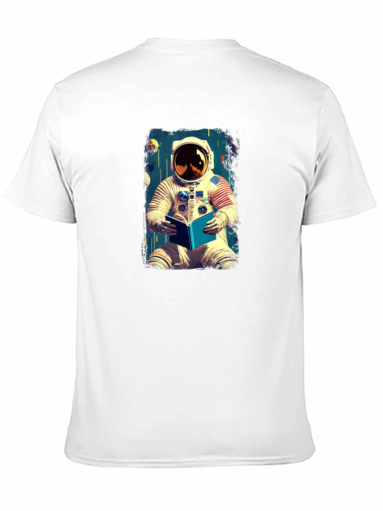 Astronaut Reading Book Graphic Tee - Cool Space T-Shirt