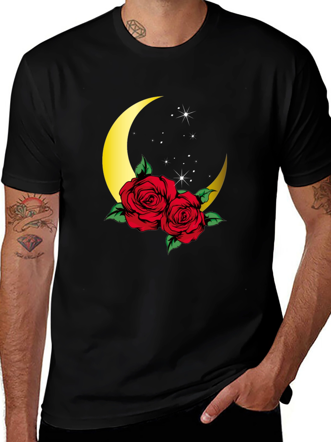 Crescent Moon Roses Graphic Tee