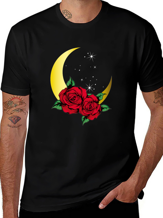 Crescent Moon Roses Graphic Tee