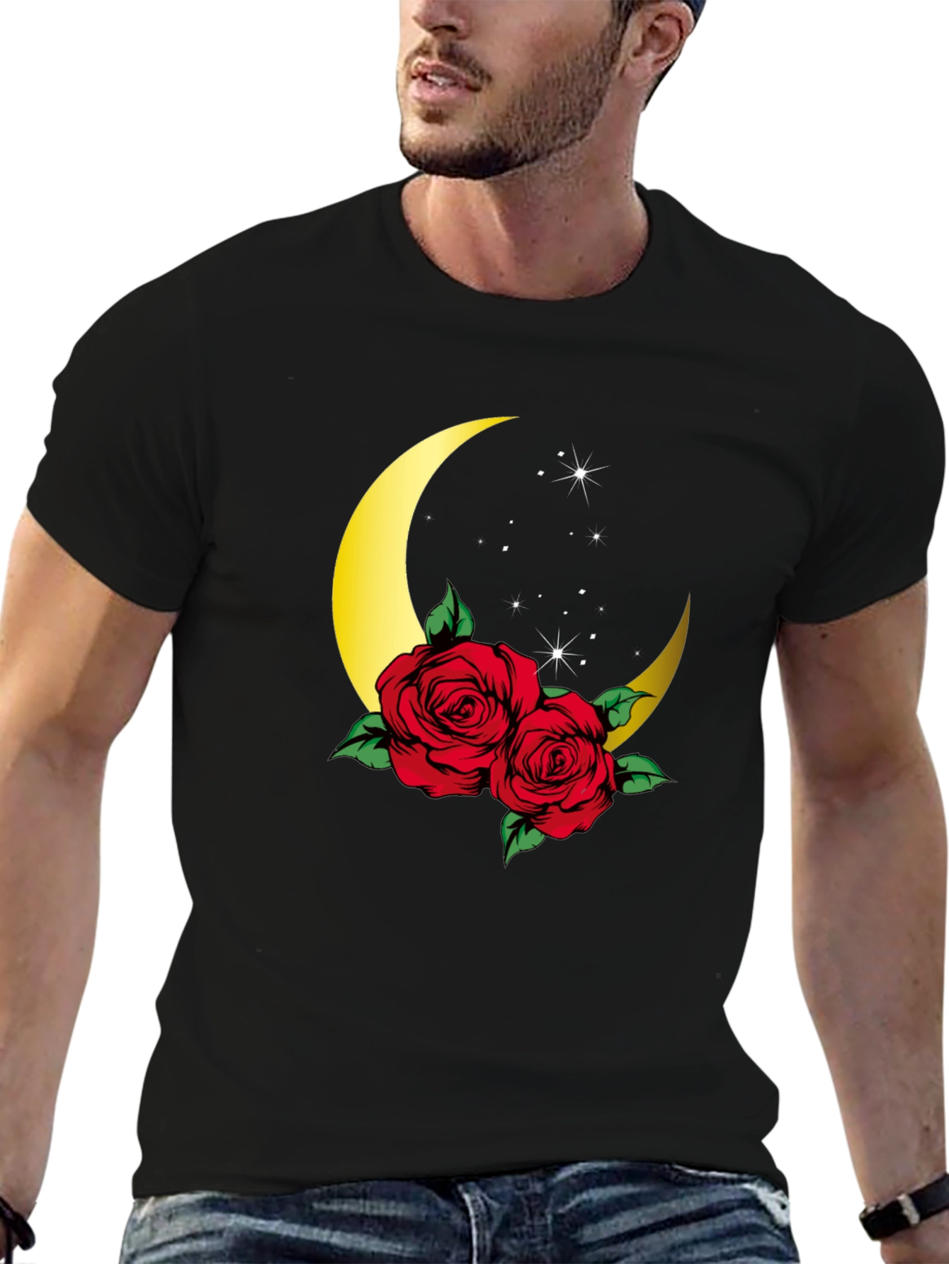 Crescent Moon Roses Graphic Tee