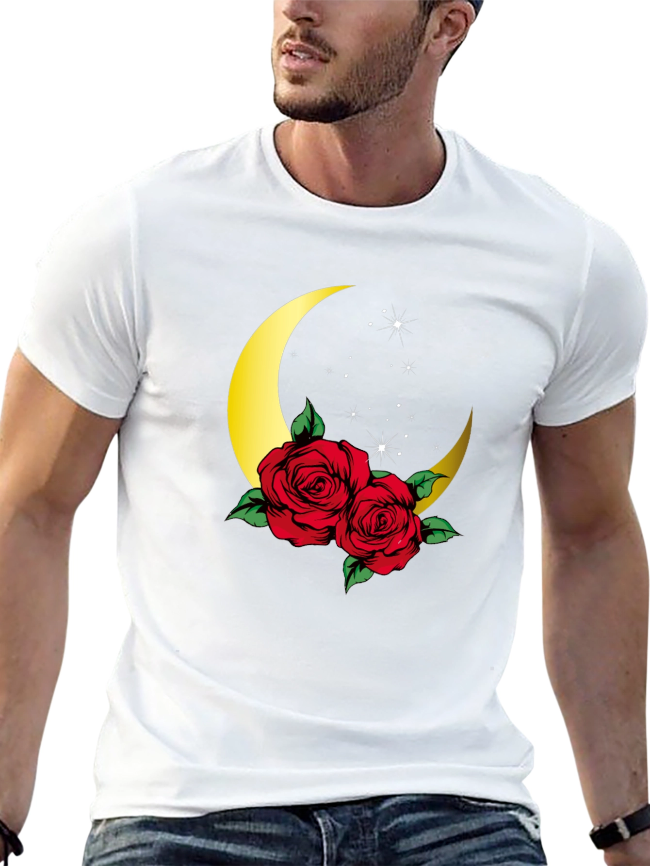 Crescent Moon Roses Graphic Tee