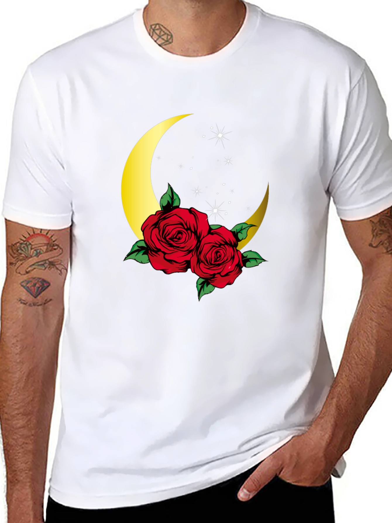 Crescent Moon Roses Graphic Tee