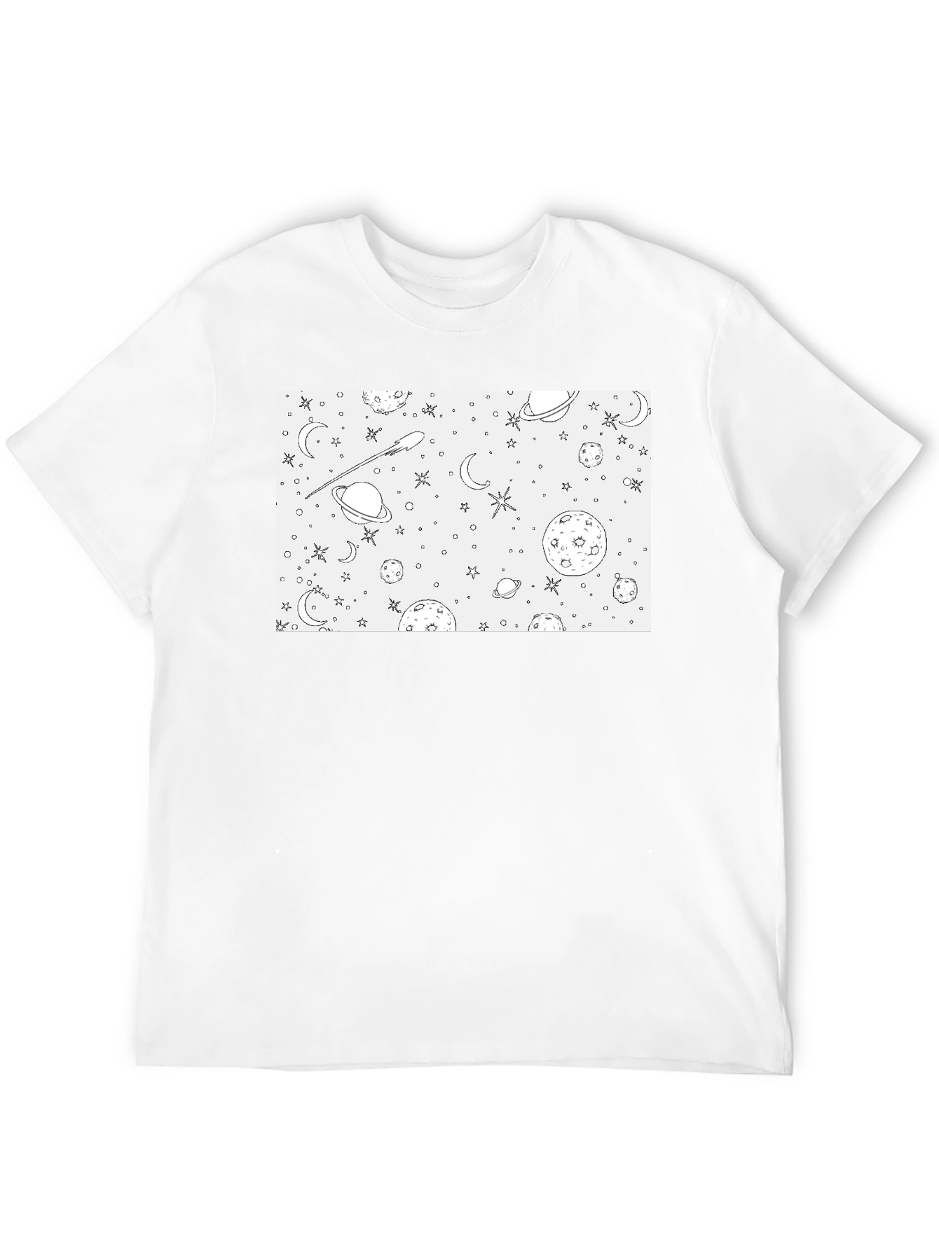 Space Theme Graphic Print Crew Neck T-Shirt