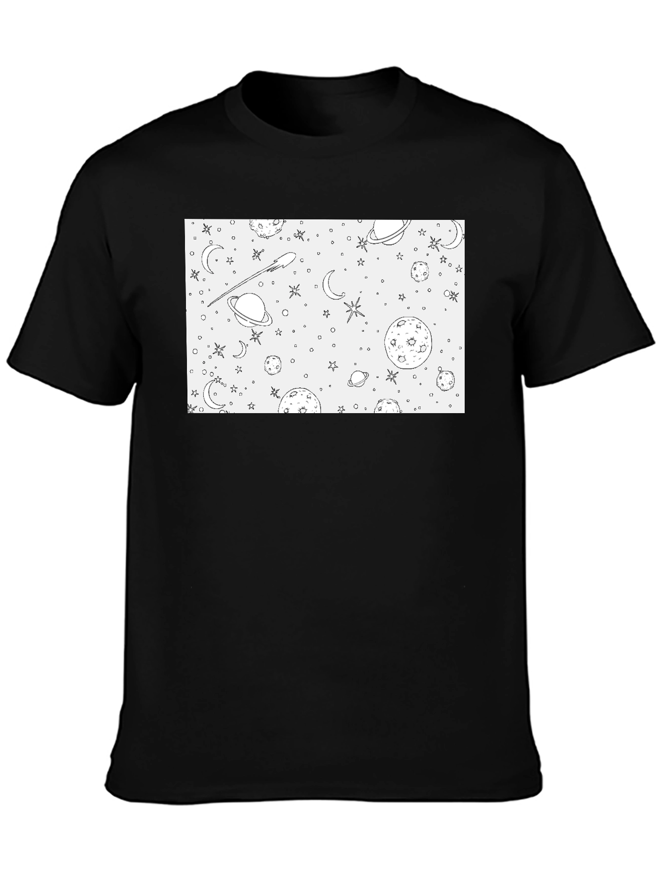 Space Theme Graphic Print Crew Neck T-Shirt