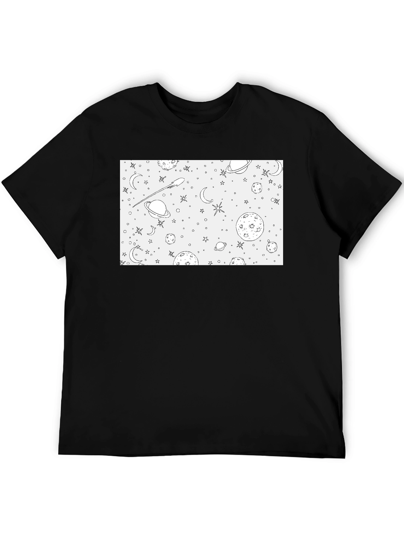 Space Theme Graphic Print Crew Neck T-Shirt
