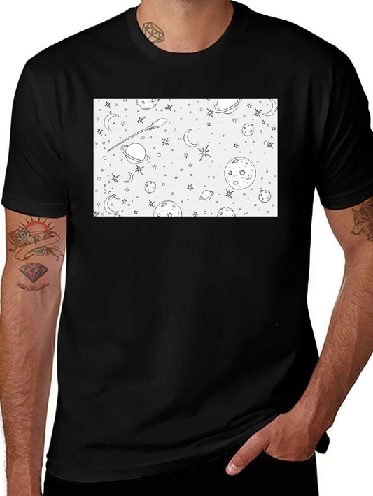 Space Theme Graphic Print Crew Neck T-Shirt