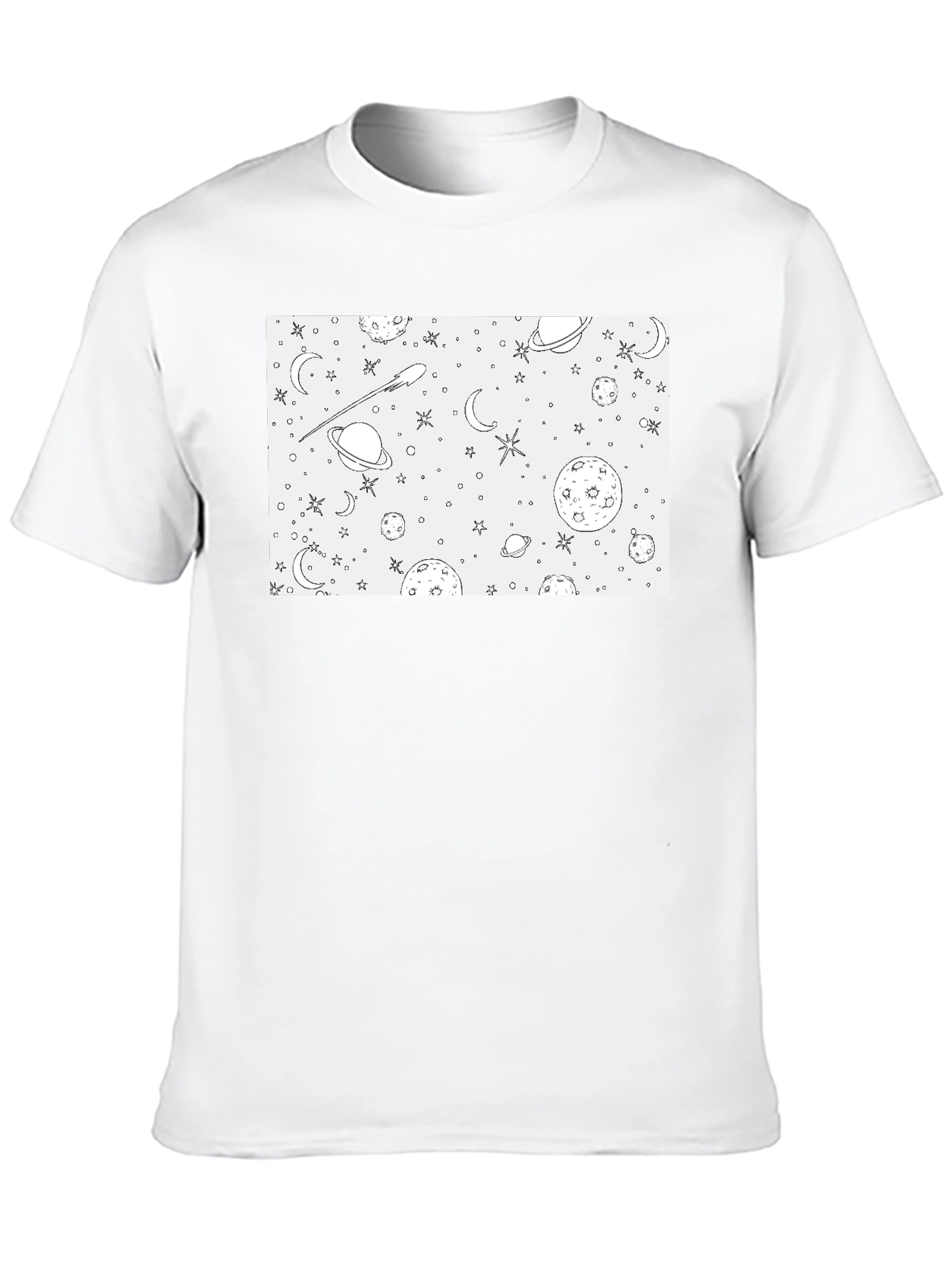 Space Theme Graphic Print Crew Neck T-Shirt