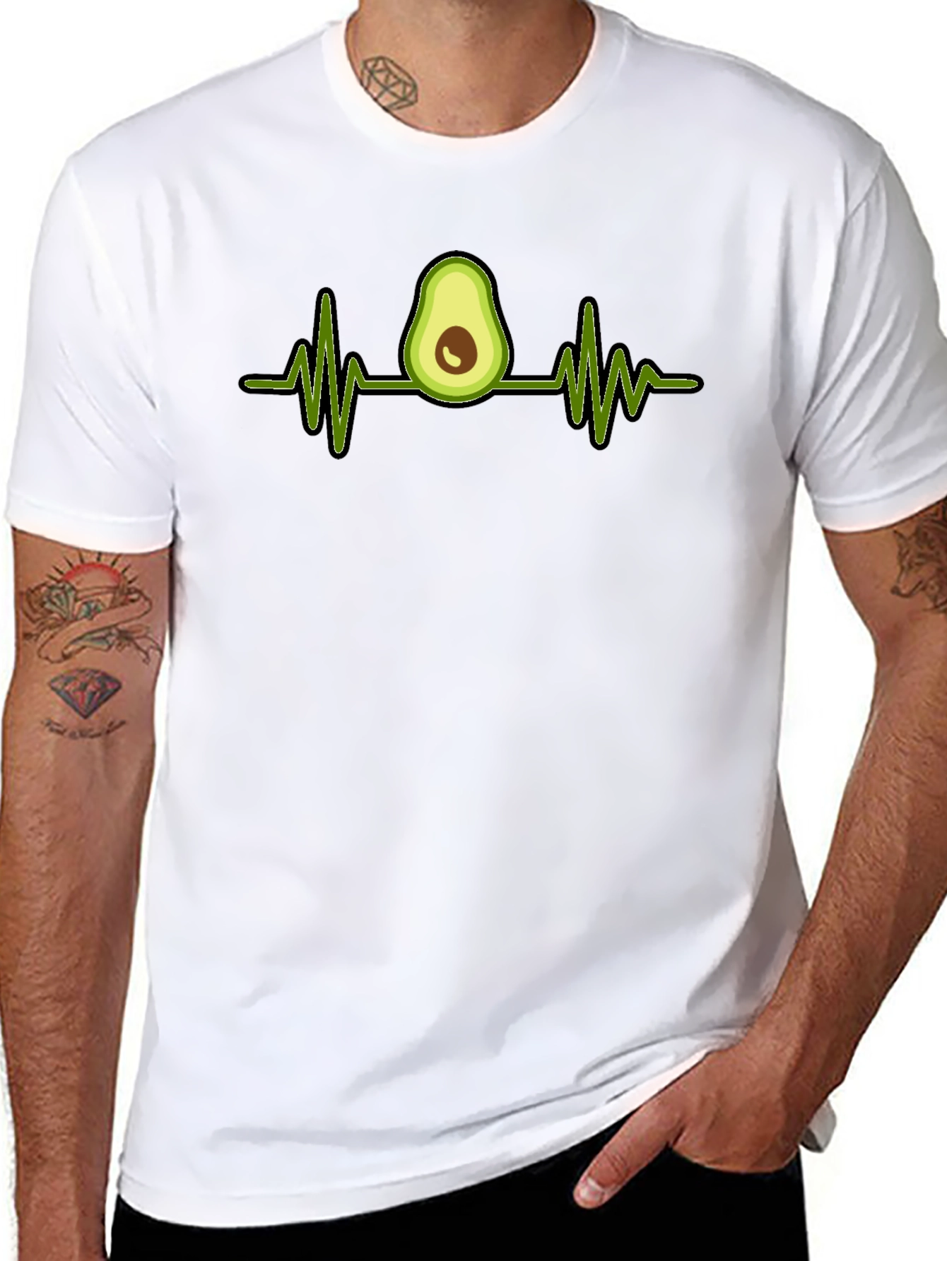 Avocado Heartbeat Graphic Tee - Mens Black T-Shirt