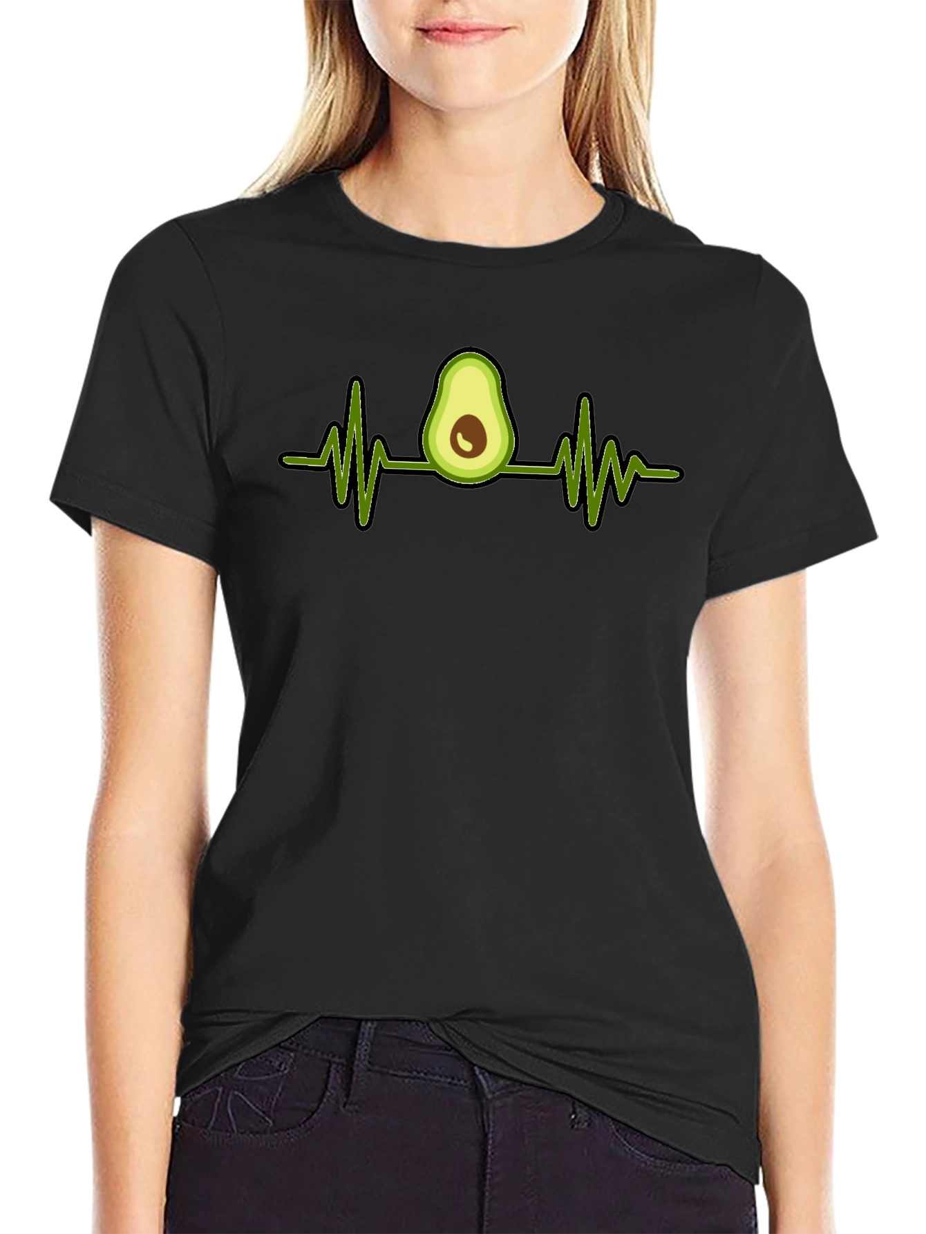Avocado Heartbeat Graphic Tee - Mens Black T-Shirt
