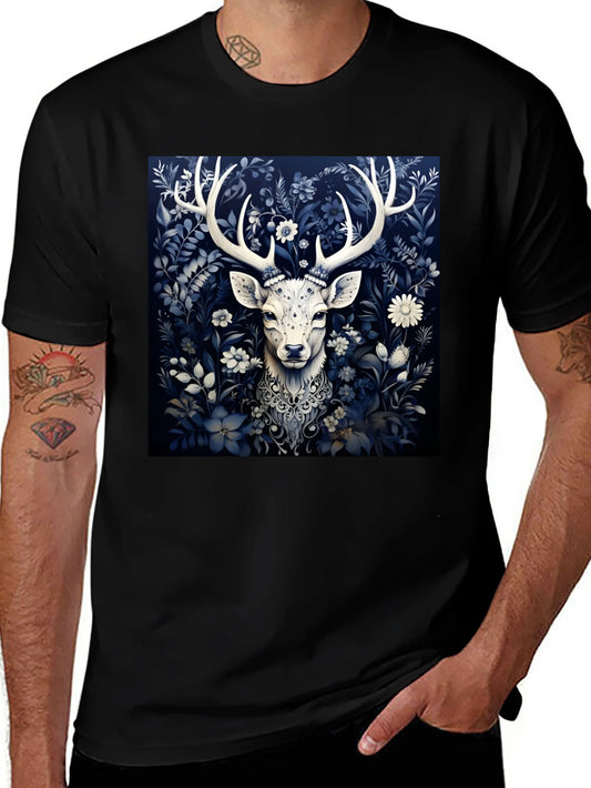 Deer in Bloom Graphic Tee - Black