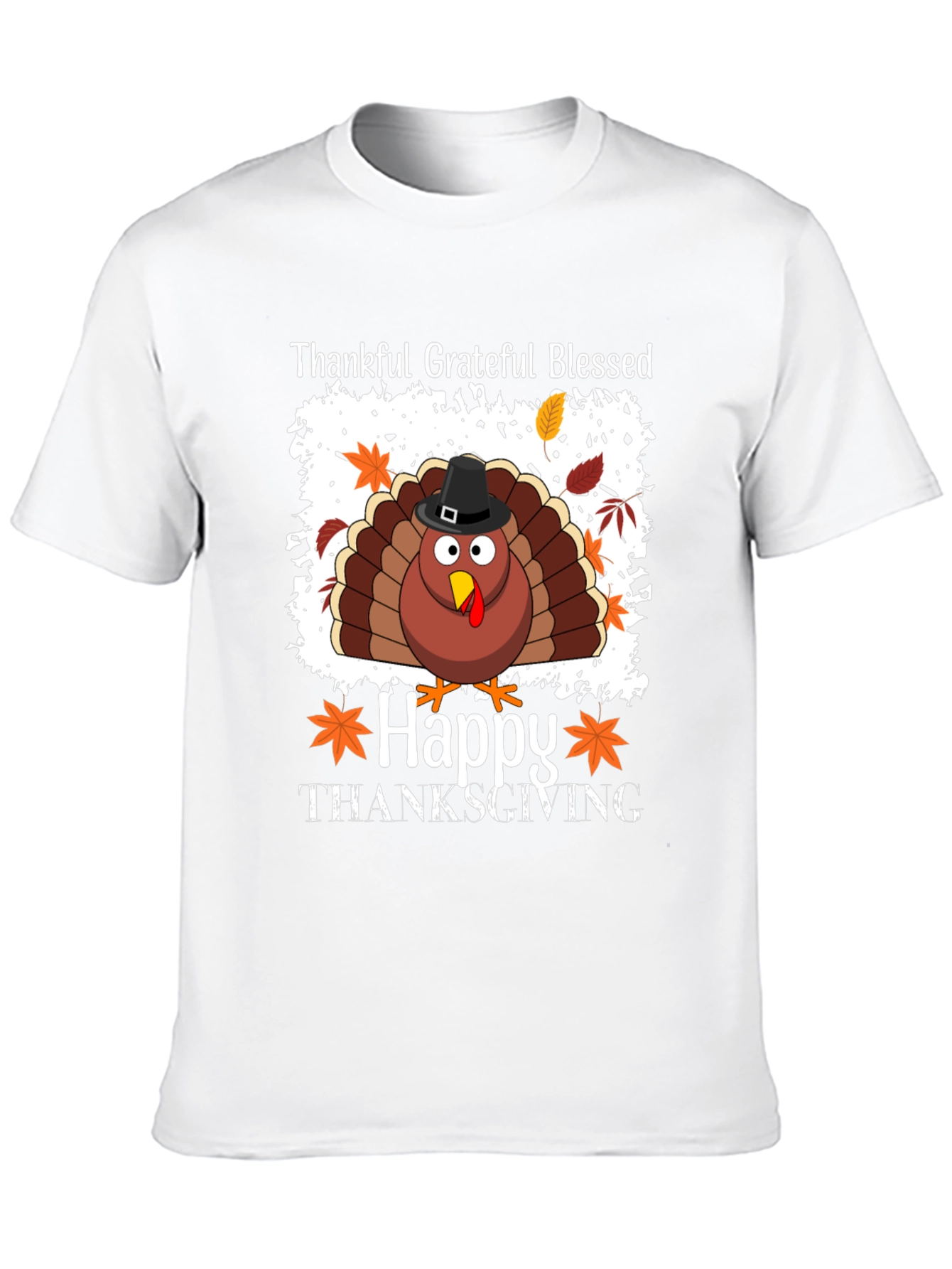 Thankful Grateful Blessed Turkey Thanksgiving T-Shirt