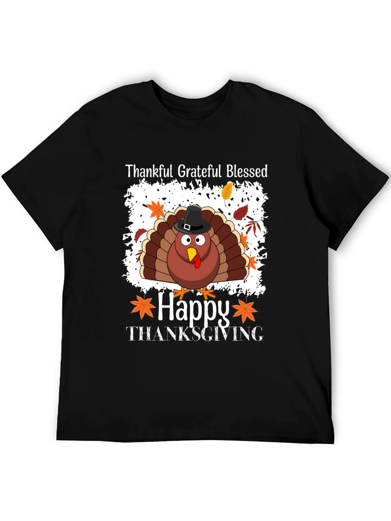 Thankful Grateful Blessed Turkey Thanksgiving T-Shirt